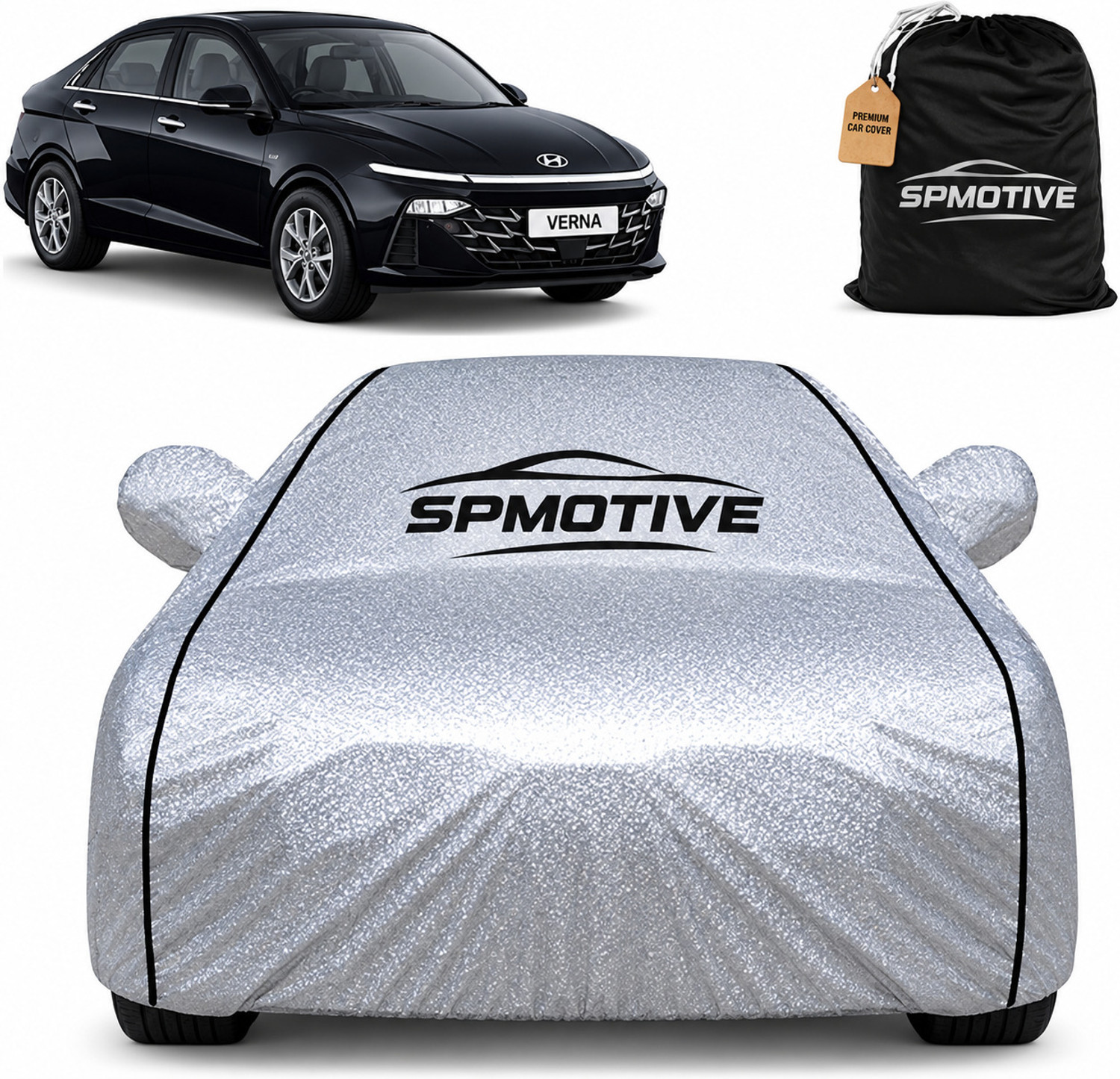 Image of SPMOTIVE Car Cover For Hyundai Verna Facelift (With Mirror Pockets)