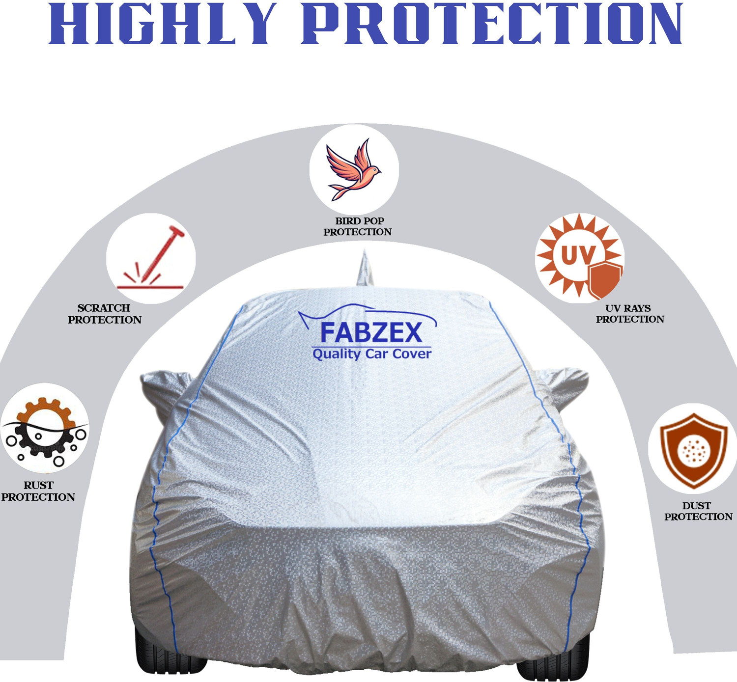 Image of FABZEX Car Cover For Hyundai Creta 1.4 CRDi S (With Mirror Pockets)