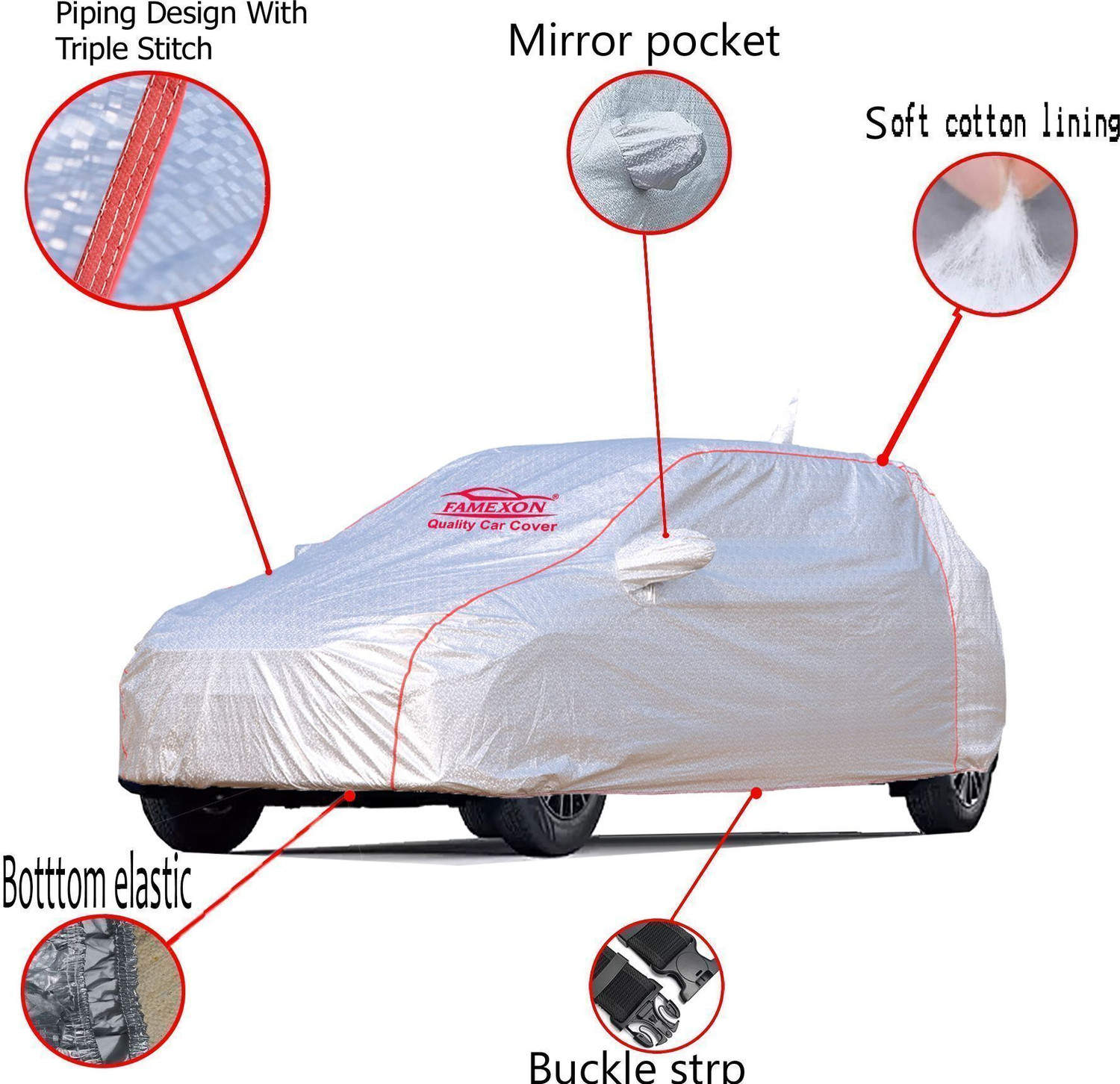 Image of FAMEXON Car Cover For Tata Hexa, Hexa XE, Hexa XM (With Mirror Pockets)