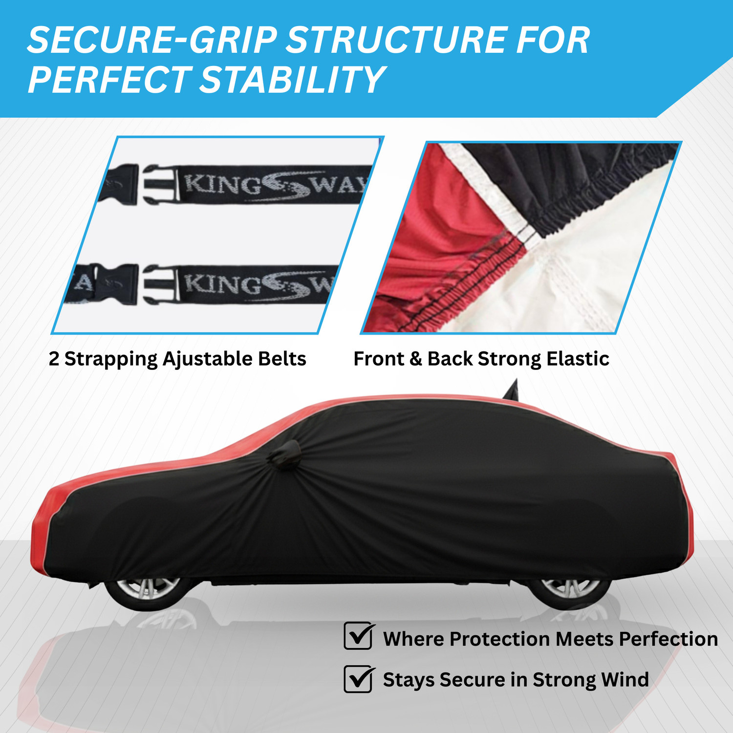 Image of Kingsway Maruti Suzuki Dzire Body Cover (Black, Red, For 2024, 2025, 2026 Models)