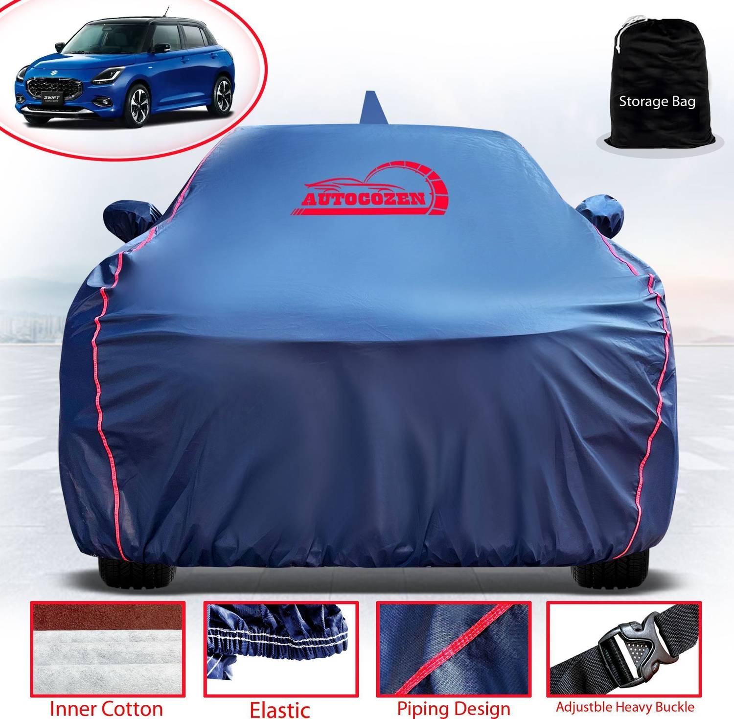 AUTOCOZEN WATERPROOF Car Cover For Maruti Swift Hybrid (With Mirror Pockets)