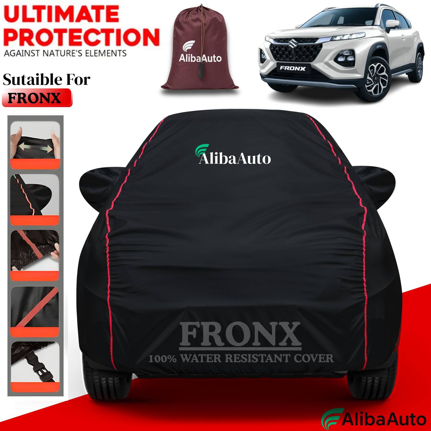 AlibaAuto Car Cover For Maruti Fronx (With Mirror Pockets)