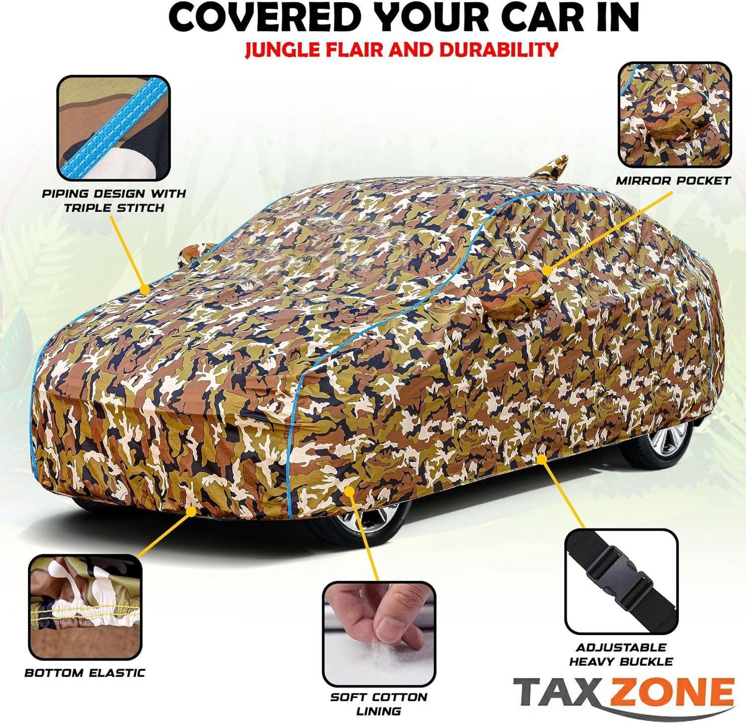 Image of TAXZONE Honda Amaze, Amaze Body Cover (Multicolor, For 2020, 2021, 2022, 2023, 2024, 2025 Models)
