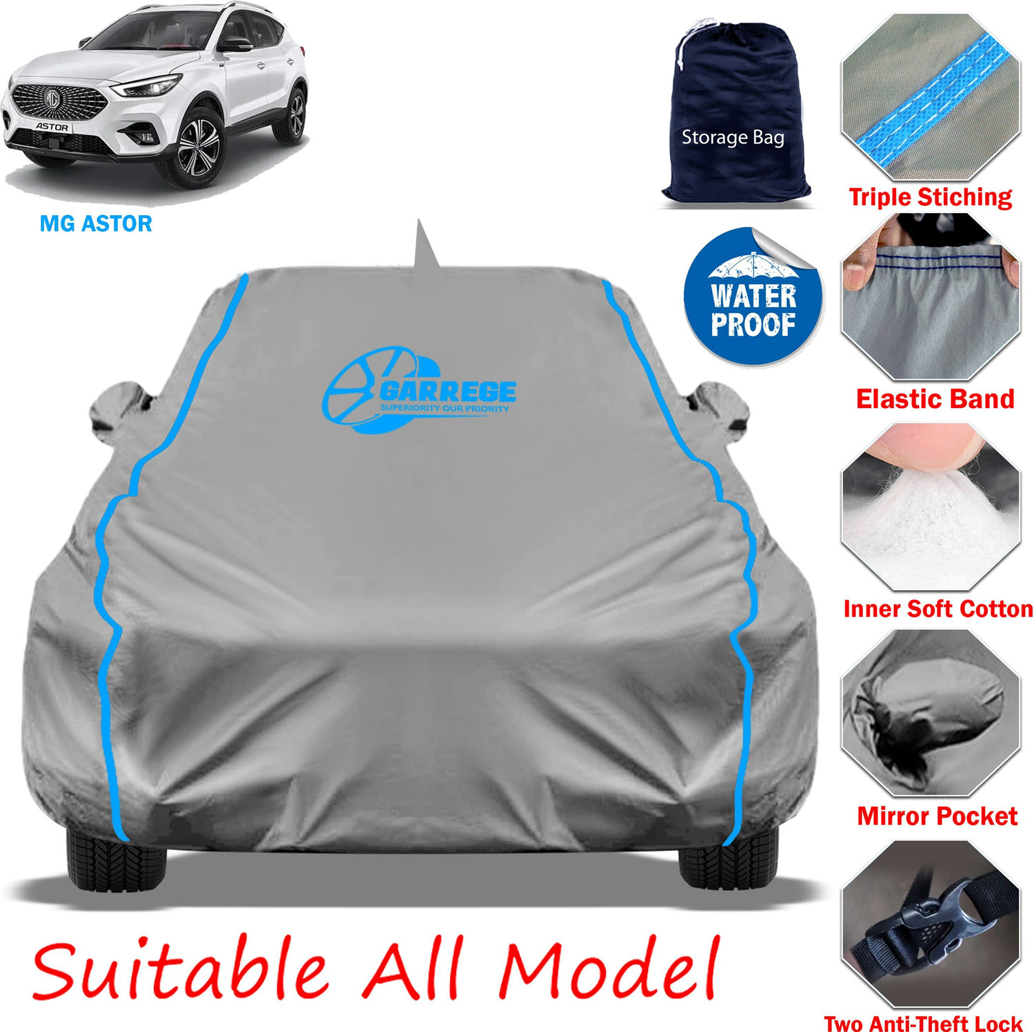 Image of GARREGE Car Cover For MG Astor (With Mirror Pockets)