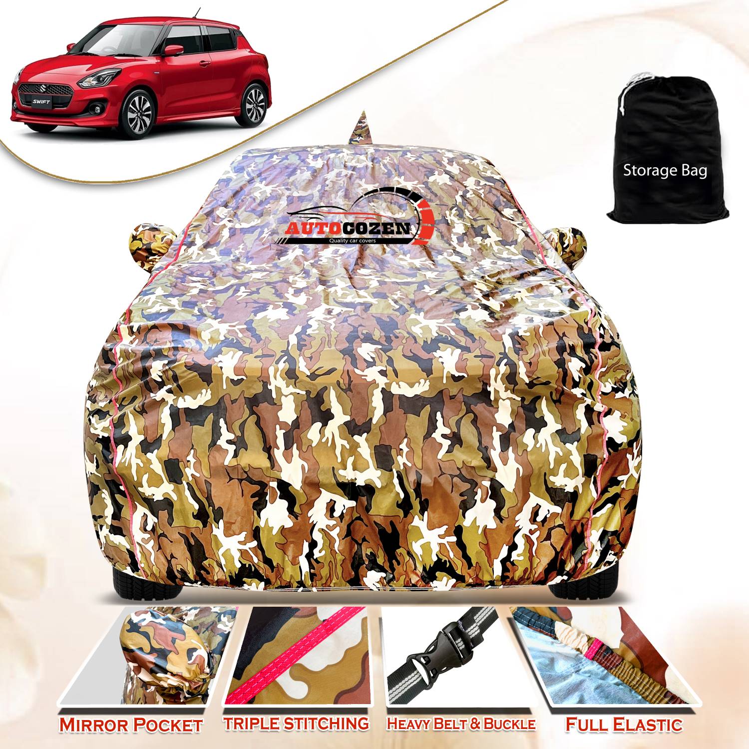 AUTOCOZEN Car Cover For Maruti Swift (With Mirror Pockets)