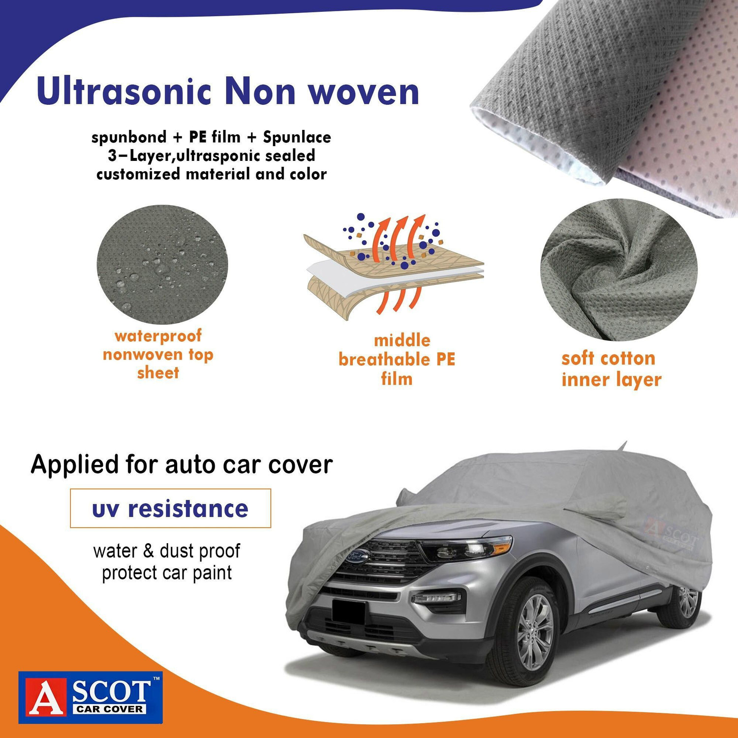 Image of ascot Car Cover For Renault Kwid (With Mirror Pockets)
