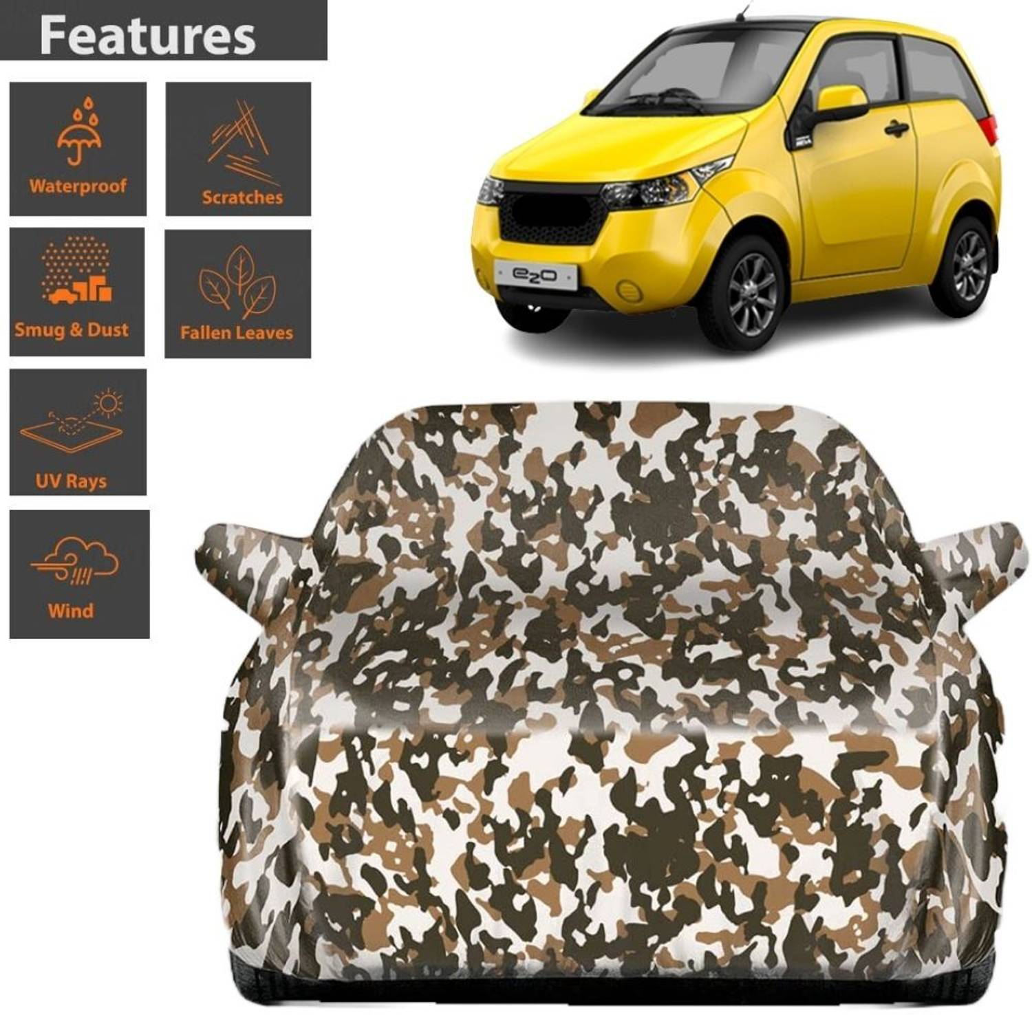 BOTAUTO Car Cover For Mahindra e2o, Universal For Car, e2o NXT (With Mirror Pockets)