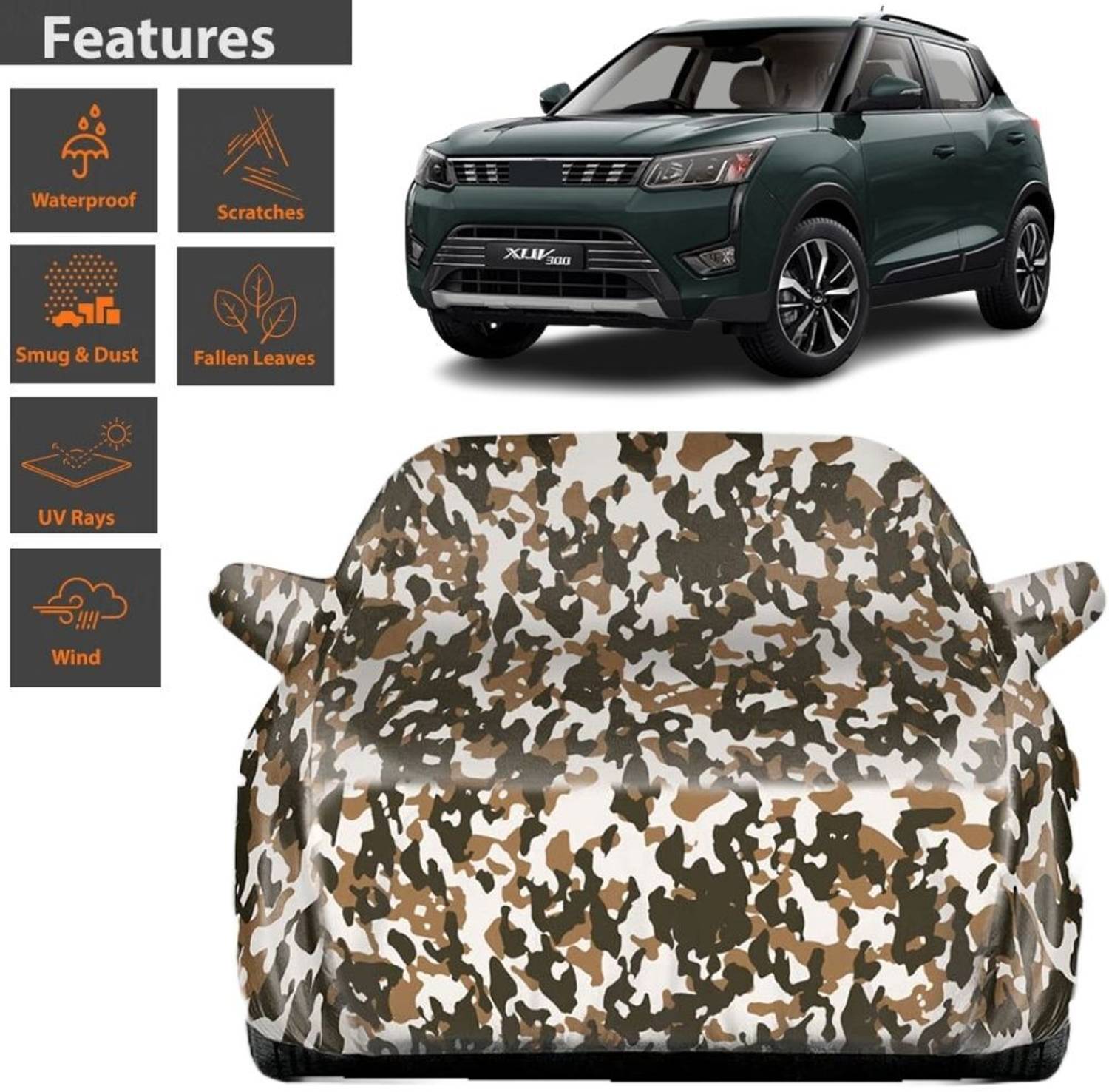 BOTAUTO Car Cover For Mahindra XUV 300, Universal For Car, XUV 300 (With Mirror Pockets)