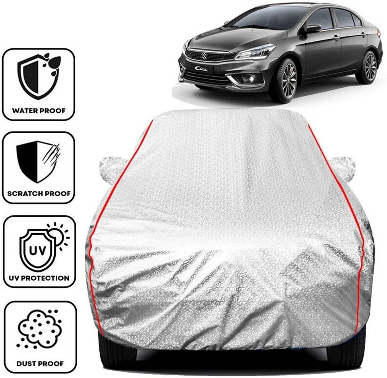 BOTAUTO Car Cover For Maruti Suzuki Ciaz, Universal For Car, Ciaz AT VXi Plus, Ciaz AT ZXi Plus (With Mirror Pockets)