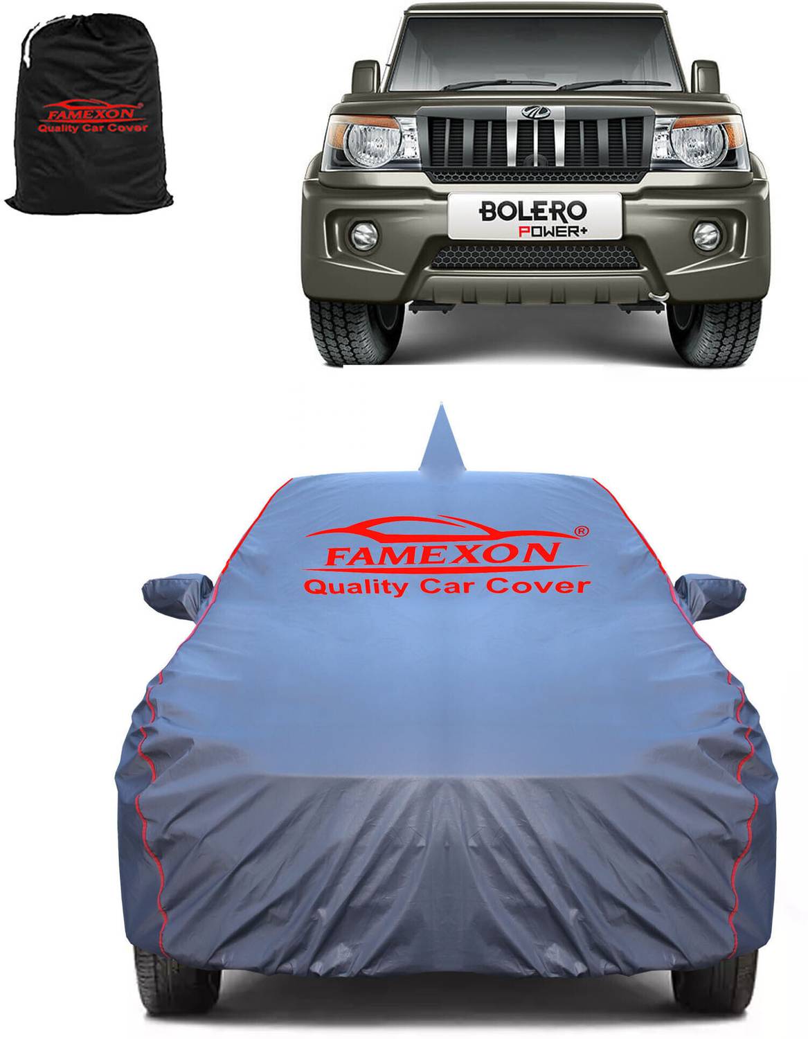 FAMEXON Car Cover for Mahindra Bolero, Gray - Image 1