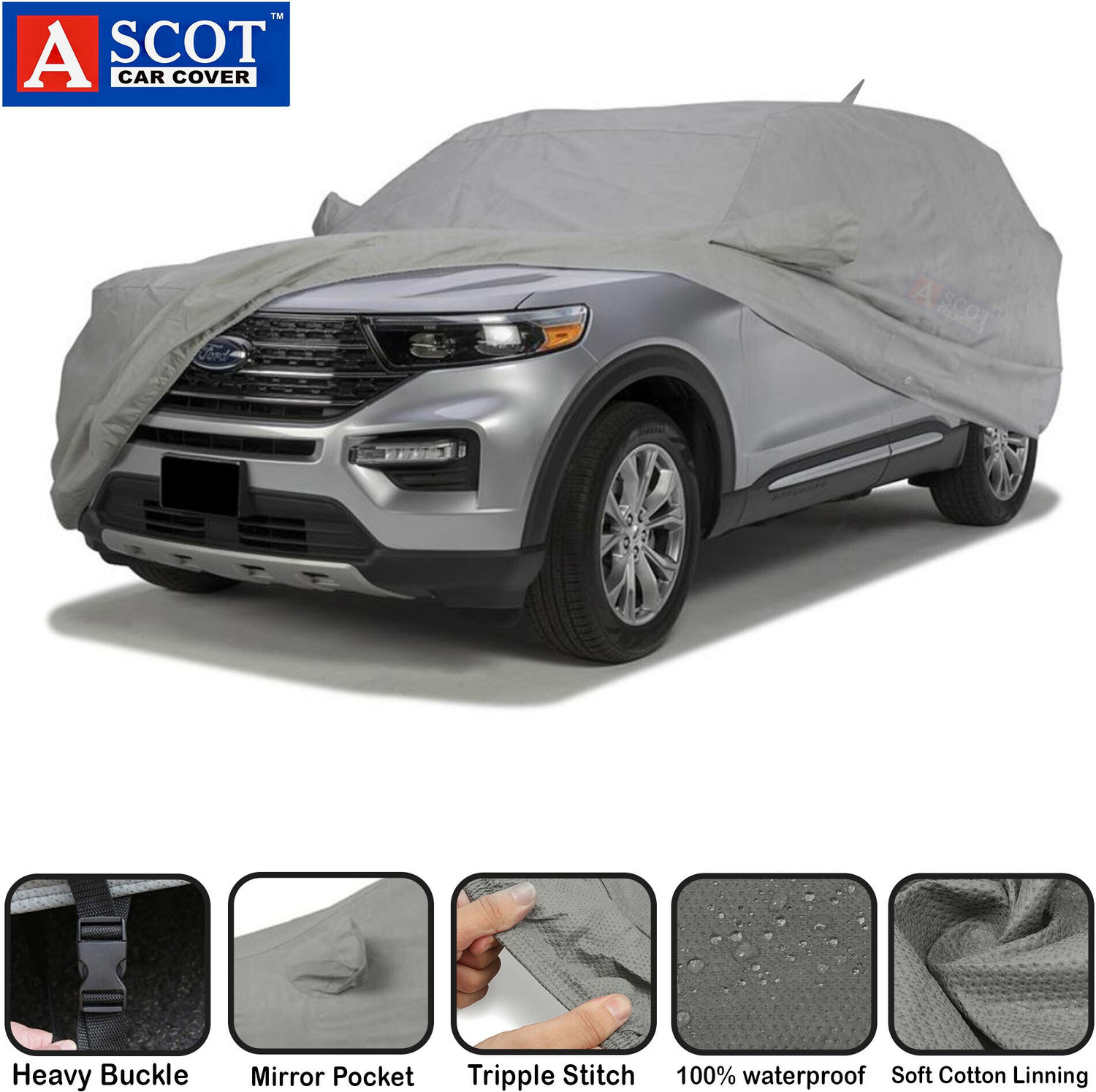 Image of ascot Car Cover For Renault Kwid (With Mirror Pockets)