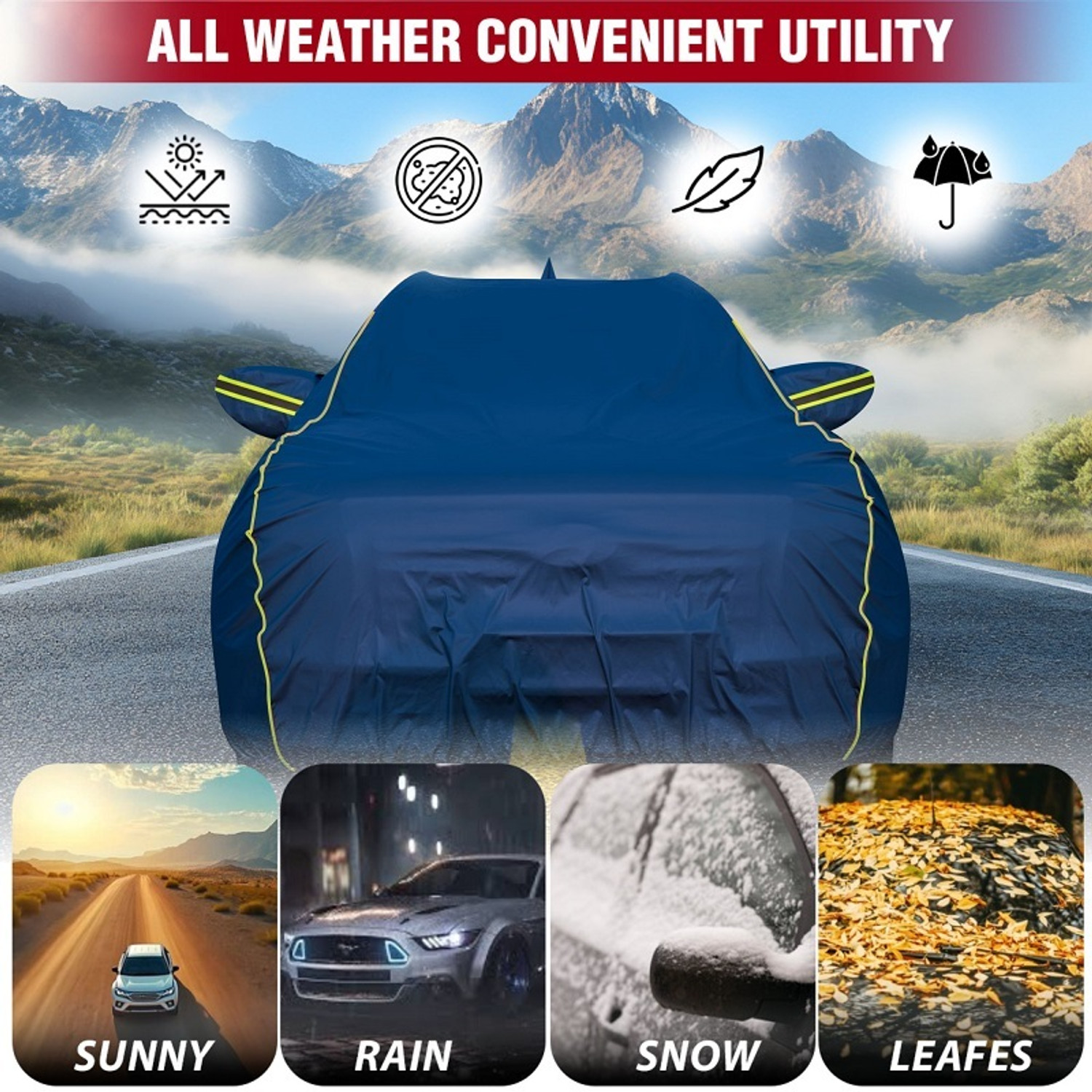 Image of OTO2EYE Car Cover For Maruti, Maruti Suzuki Brezza, Vitara Brezza (With Mirror Pockets)