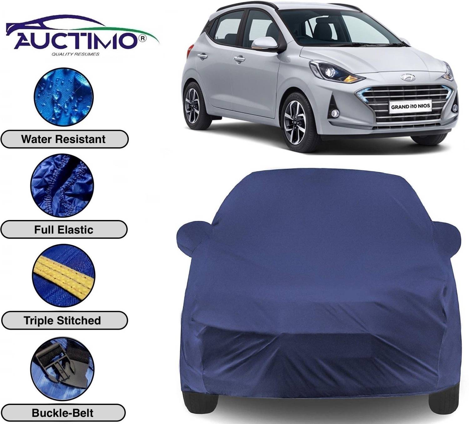 AUCTIMO Car Cover For Hyundai Grand i10 Nios (With Mirror Pockets)