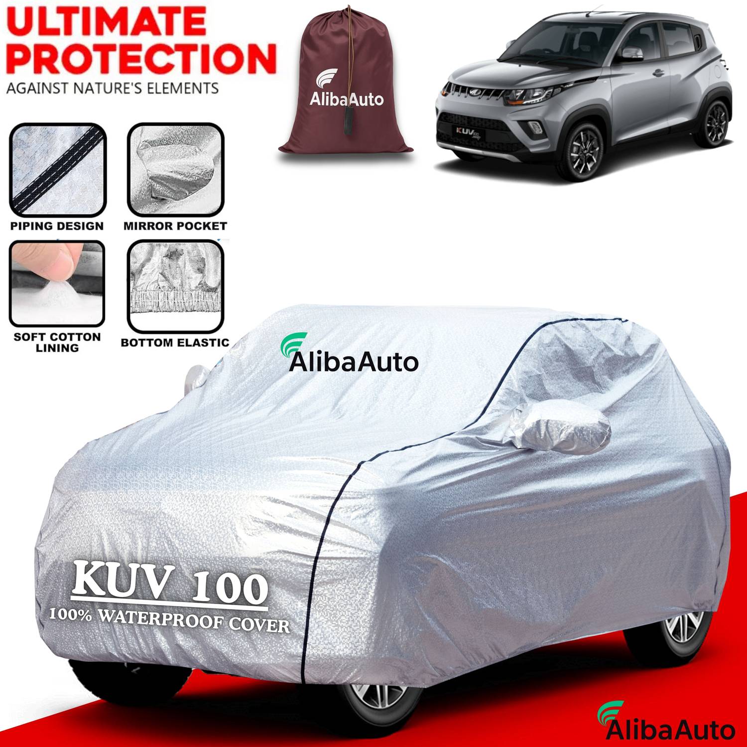 AlibaAuto Car Cover For Mahindra KUV100 (With Mirror Pockets)