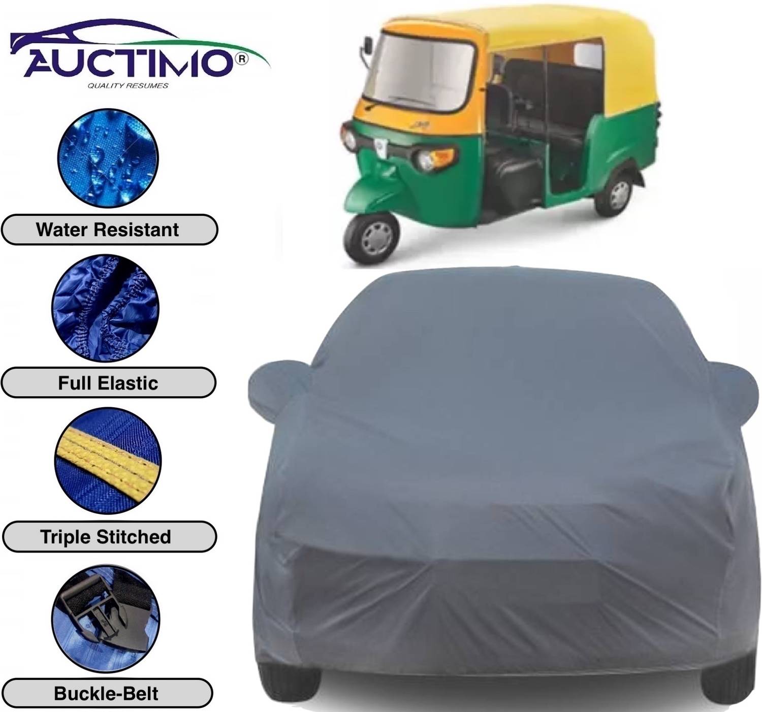 AUCTIMO Car Cover For Universal For Autorickshaw Universal For Autorickshaw (With Mirror Pockets)