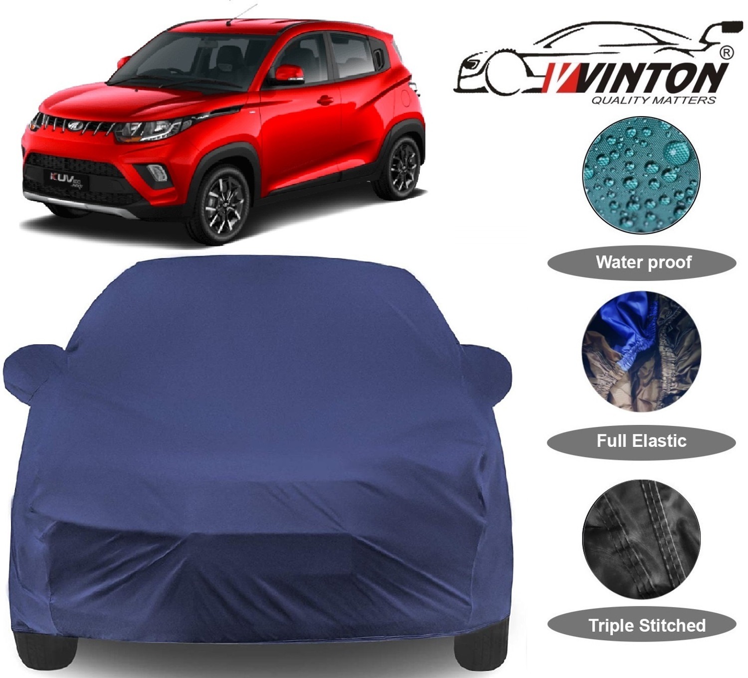 Image of V VINTON Car Cover For Mahindra KUV100 (With Mirror Pockets)
