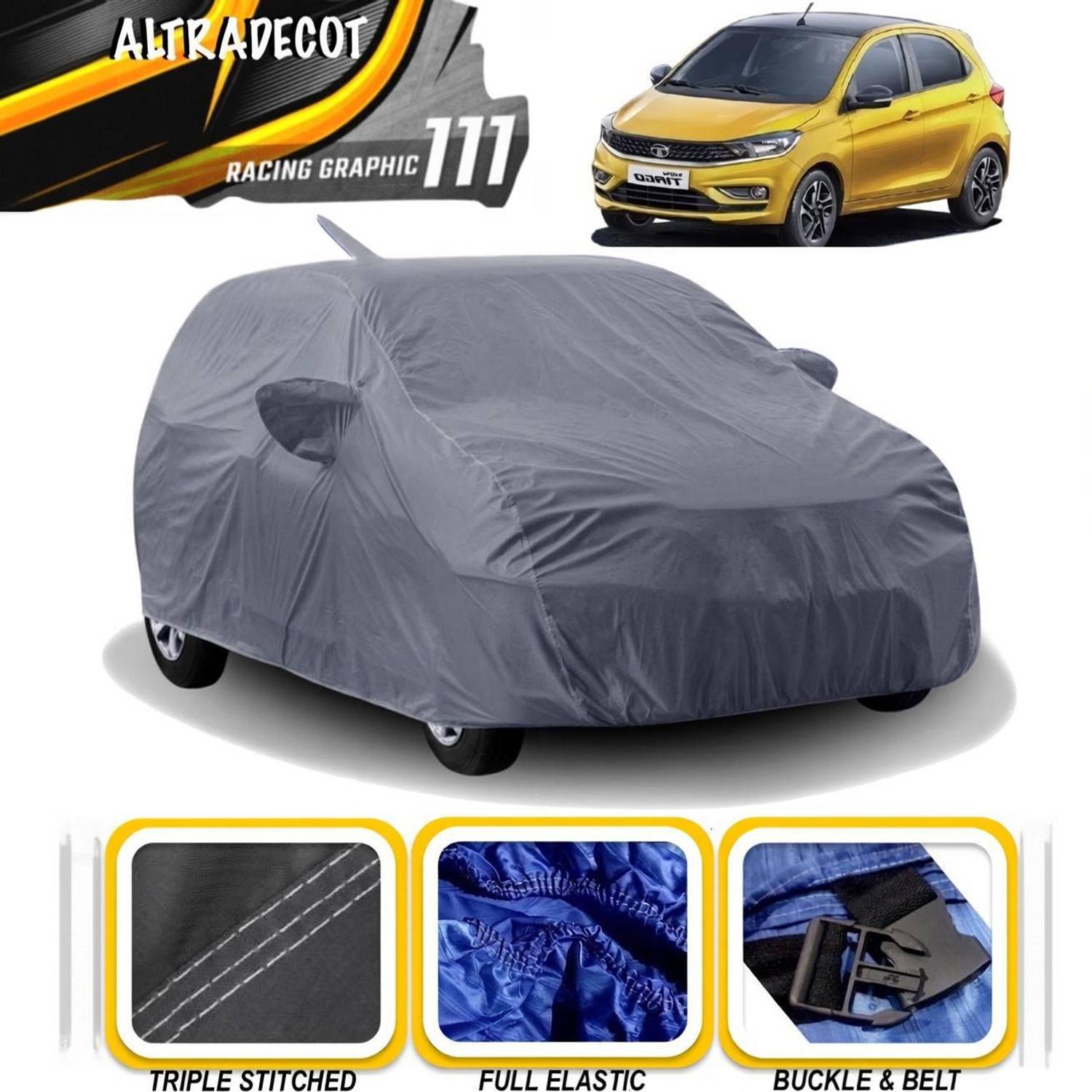 ALTRADECOT Car Cover For Tata Tiago 1.2 Revotron XE Option (With Mirror Pockets)