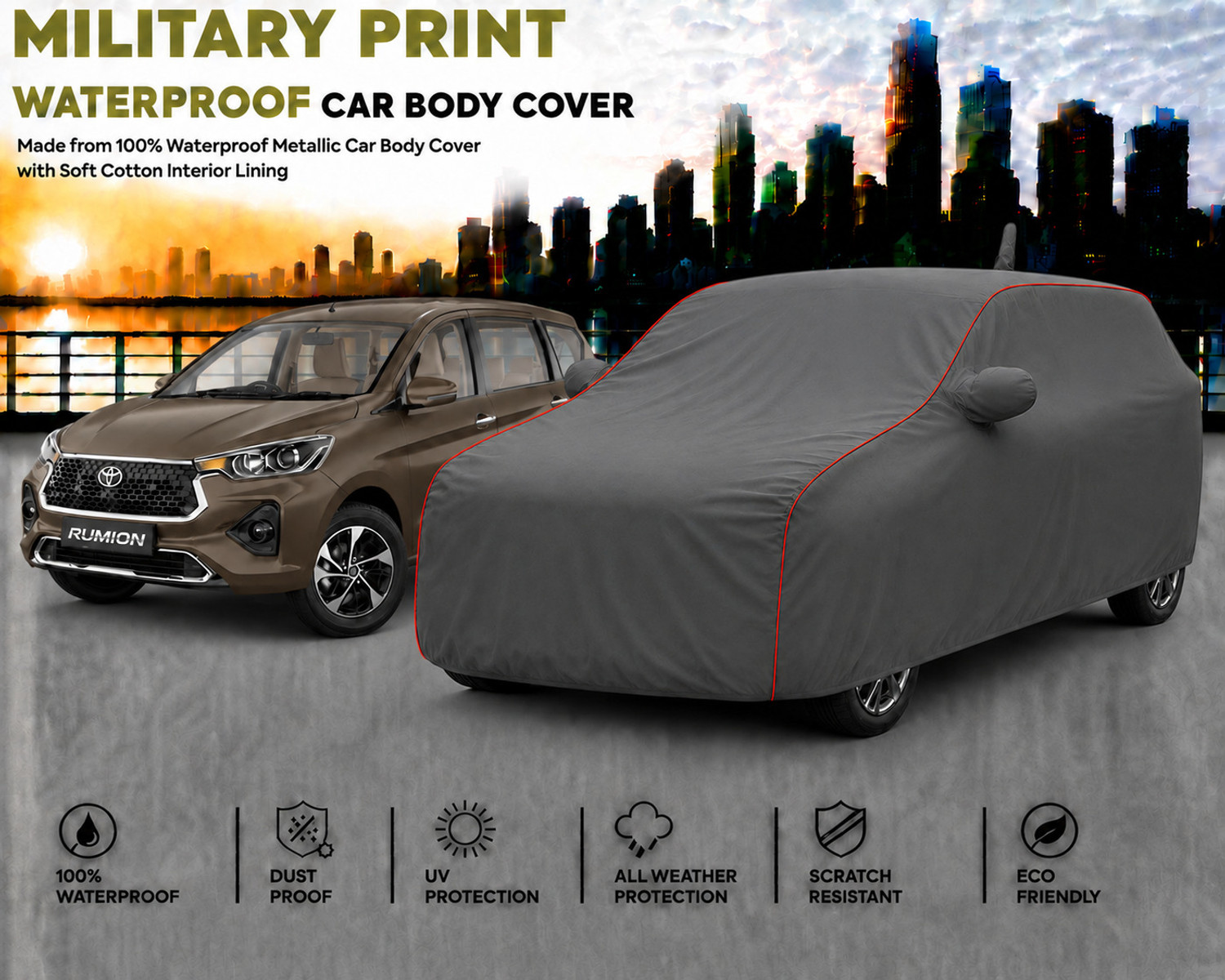Image of DRIZE Car Cover For Toyota Rumion (With Mirror Pockets)