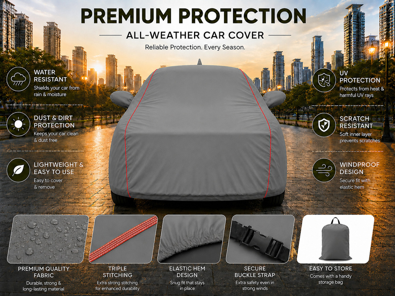 Image of DRIZE Car Cover For Toyota Rumion (With Mirror Pockets)