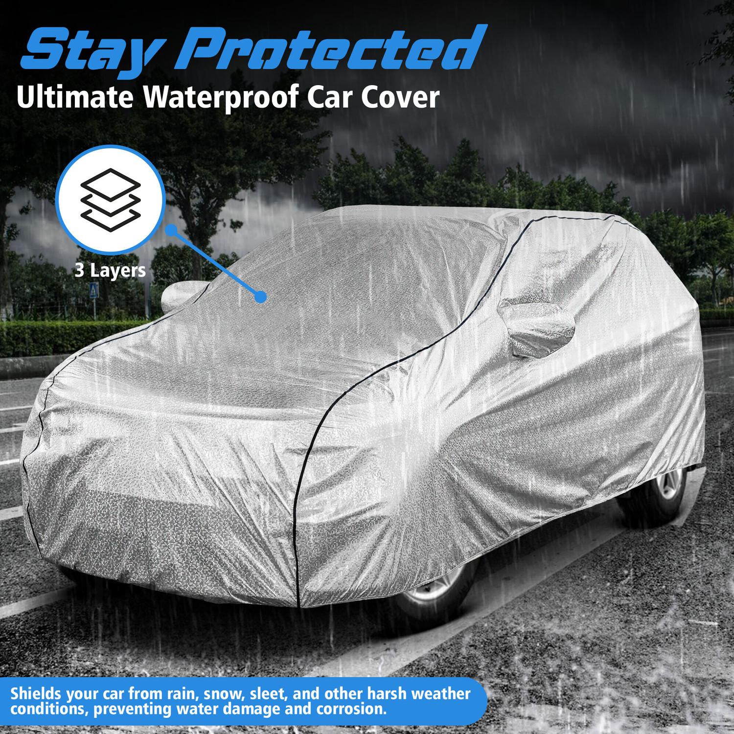 Image of Grizzly Car Cover For Tata Bolt Quadrajet XE, Bolt Quadrajet XE Diesel, Bolt Quadrajet XM, Bolt Quadrajet XM Diesel, Bolt Quadrajet XMS, Bolt Quadrajet XMS Diesel, Bolt Quadrajet XT (With Mirror Pockets)