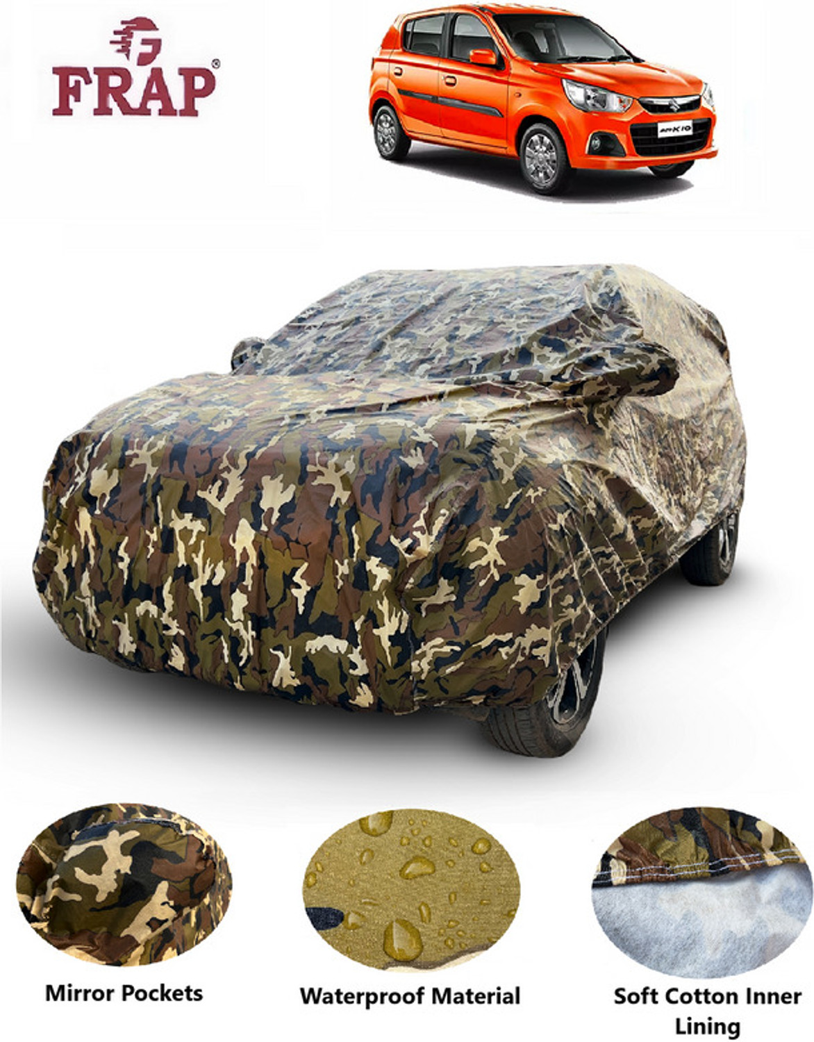 Image of Frap Car Cover For Maruti Suzuki Alto K10 (With Mirror Pockets)