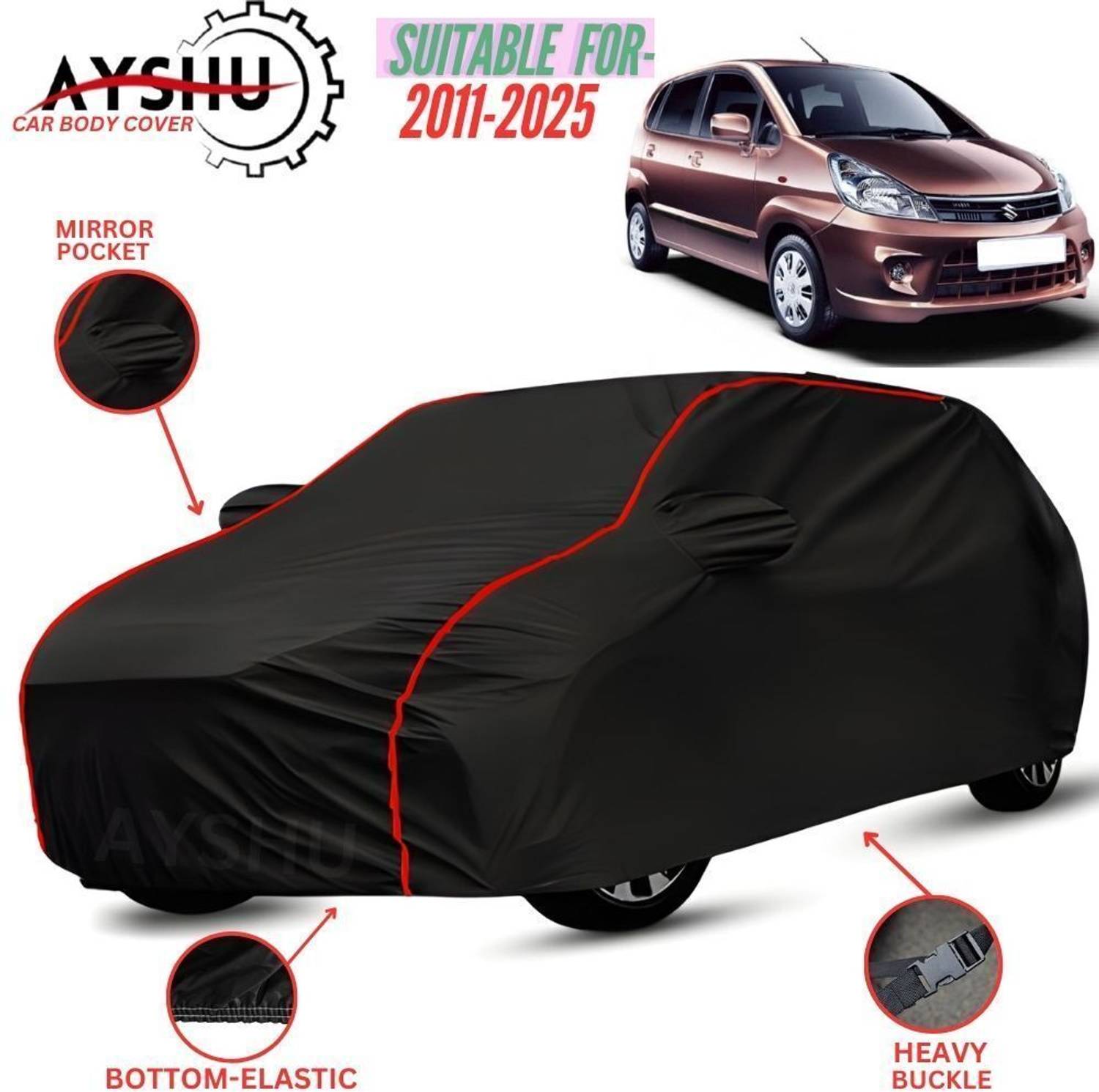 ACTIMO Car Cover For Maruti Suzuki Zen Estilo, Zen Estillo VX, Zen Estillo VXI ABS, Zen Estillo VXI (With Mirror Pockets)