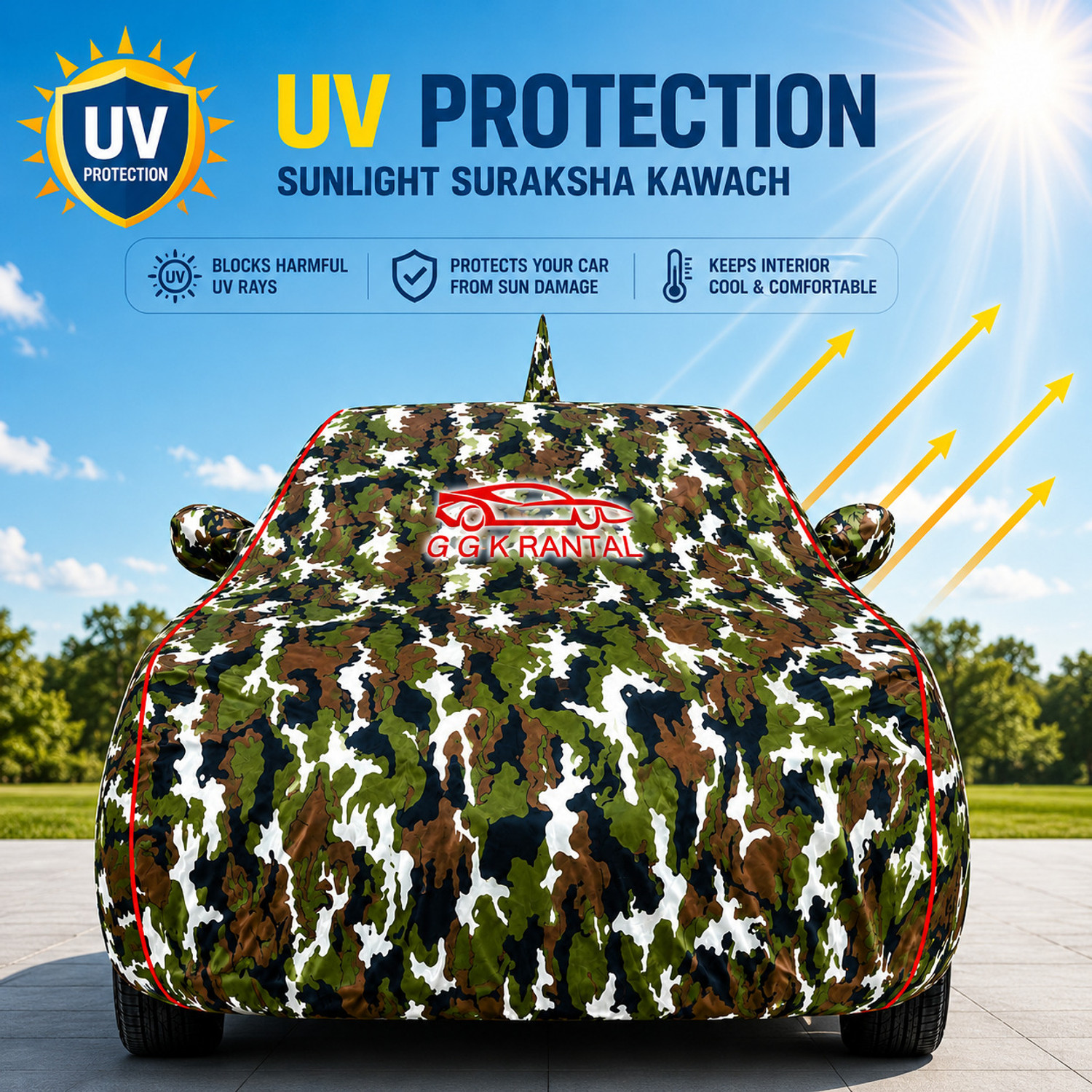 Image of G G K RANTAL Car Cover For Toyota Innova Hycross (With Mirror Pockets)