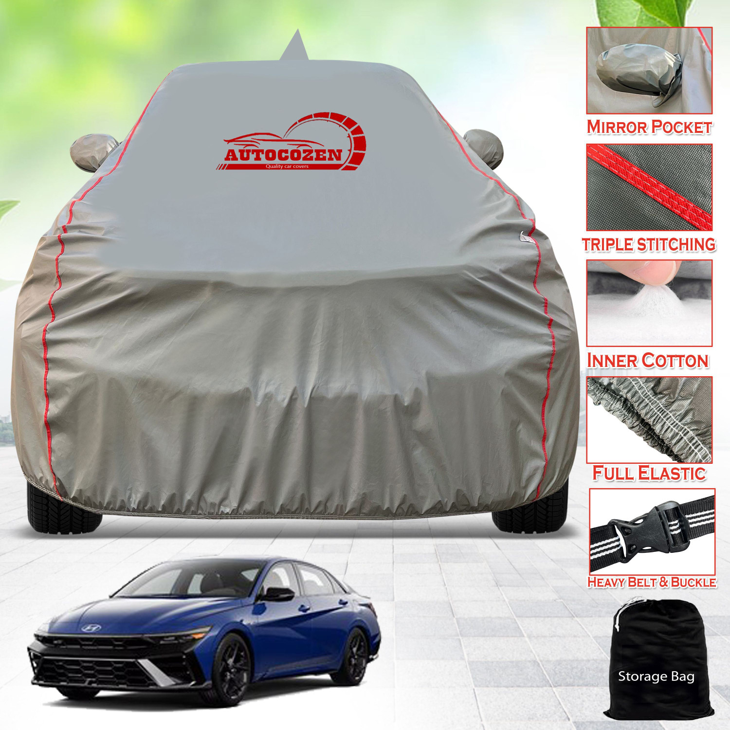 Image of AUTOCOZEN Car Cover For Hyundai Elantra (With Mirror Pockets)