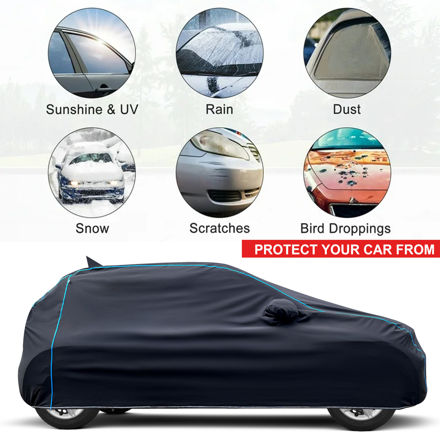 Image of GARREGE Car Cover For Maruti Brezza, Vitara Brezza, Vitara Brezza Facelift, Vitara Brezza LDi (With Mirror Pockets)
