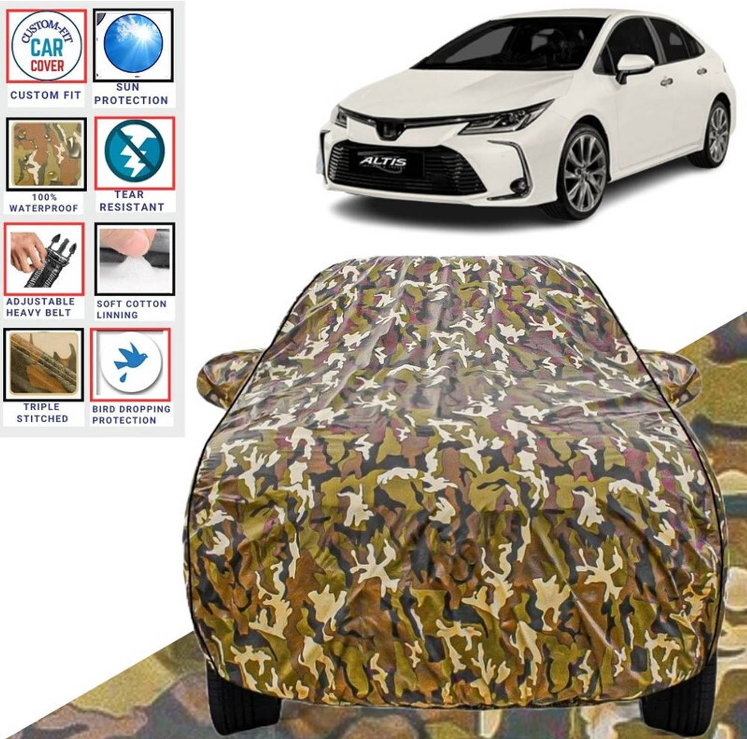 BOTAUTO Car Cover For Toyota Altis, Universal For Car (With Mirror Pockets)