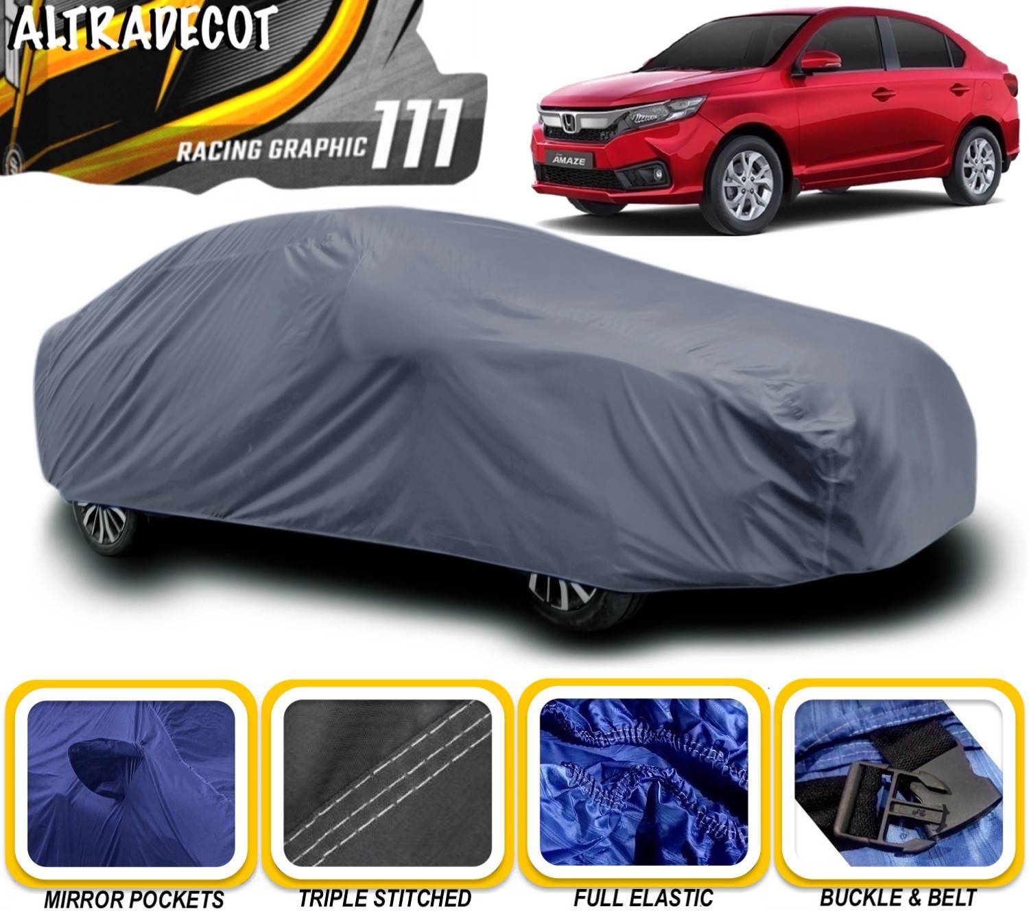 ALTRADECOT Car Cover For Honda Amaze E Petrol (With Mirror Pockets)