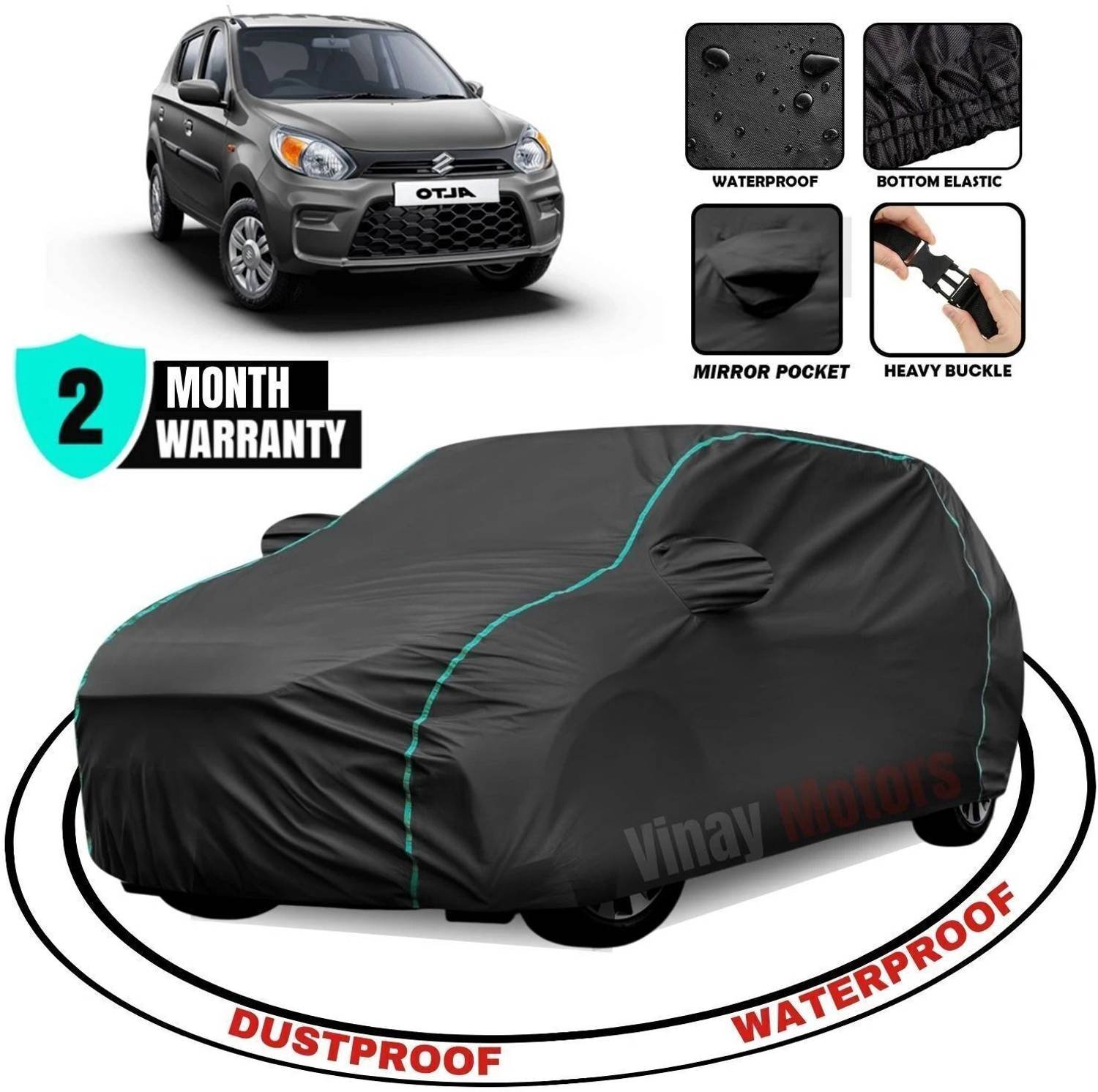 ACTIMO Car Cover For Maruti Suzuki Alto 800, Alto 800 LX, Alto 800 LXI, Alto 800 STD, Alto 800 VXI (With Mirror Pockets)
