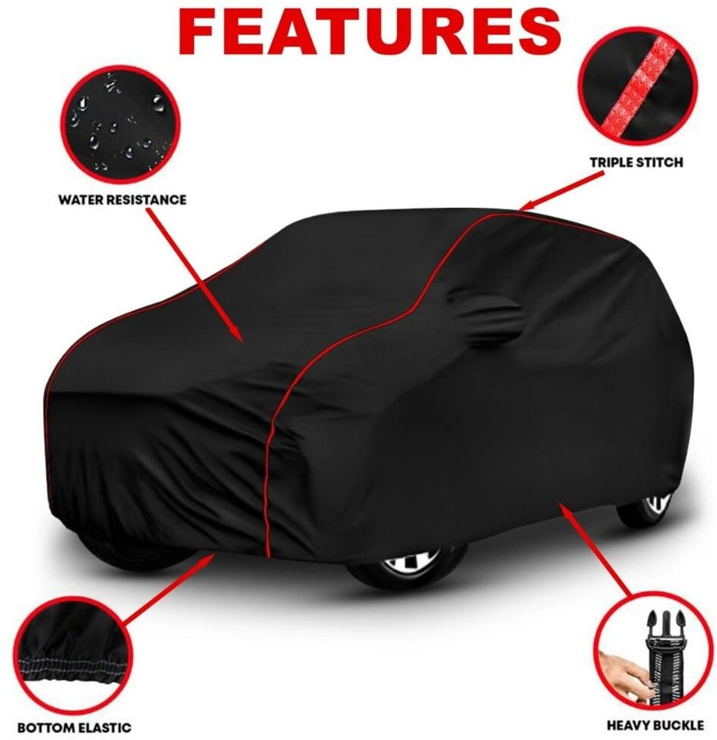 Image of AYSHU Car Cover For Maruti Suzuki WagonR, WagonR Electric Vehicle, WagonR Stingray, Wagon R VXI Petrol, Wagon R 1.0, Wagon R CNG LXI, Universal For Car (With Mirror Pockets)