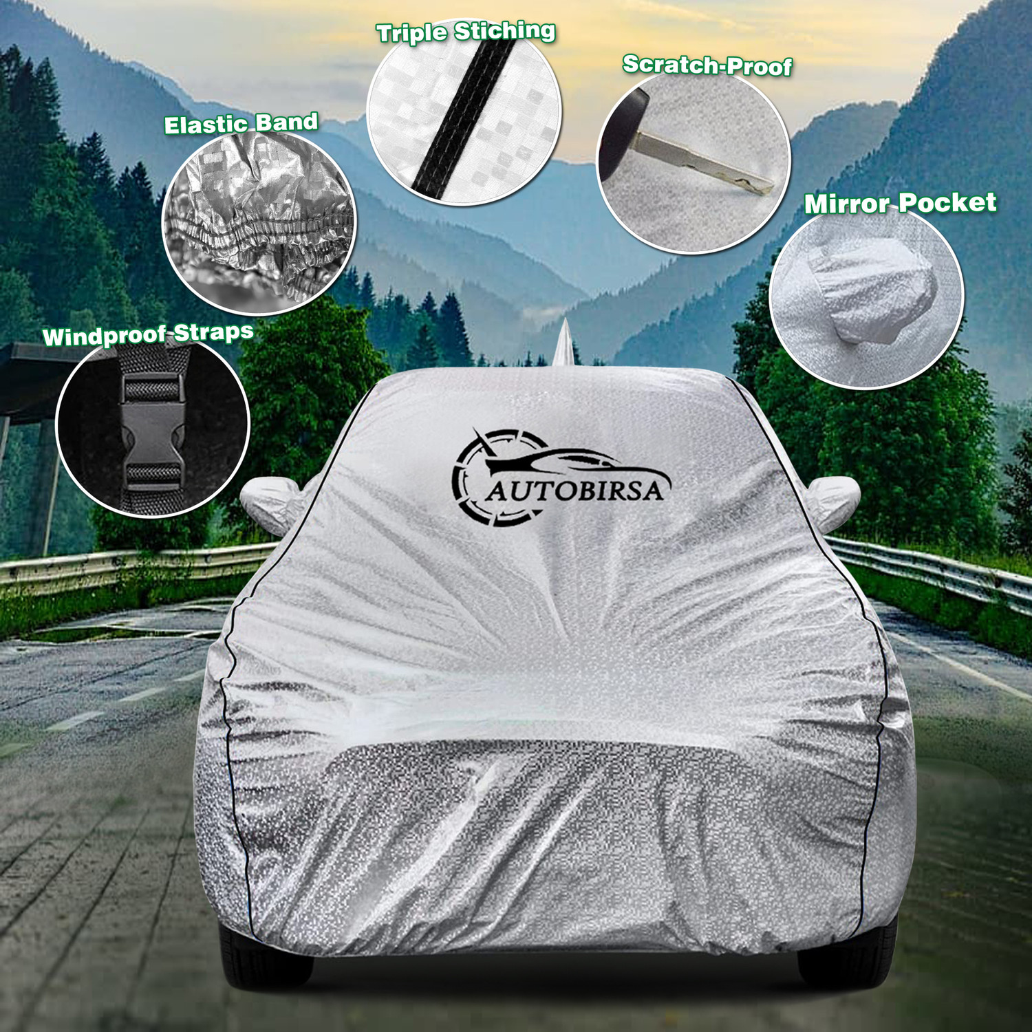 Image of AUTOBIRSA Car Cover For Tata Punch (With Mirror Pockets)
