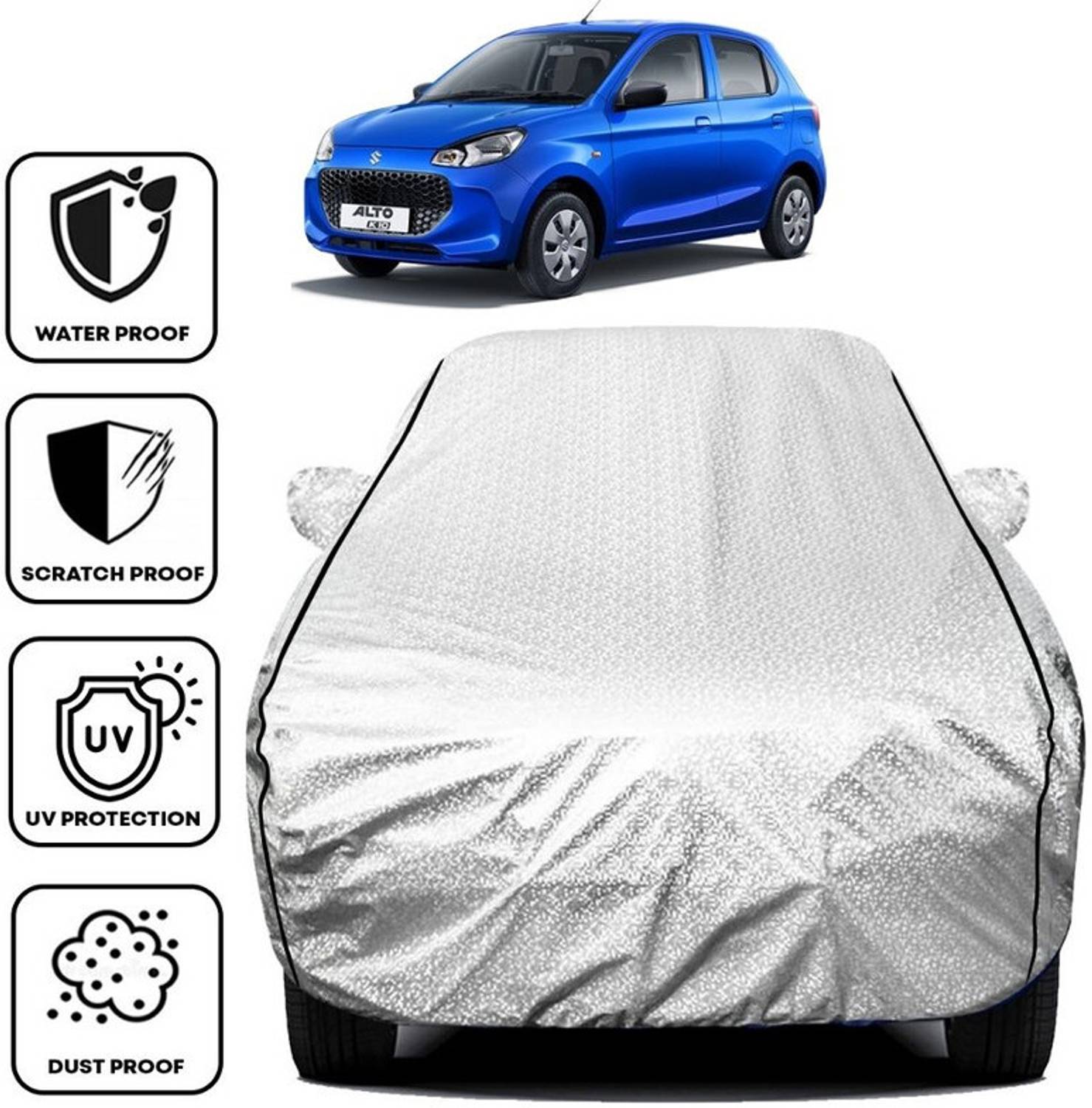 BOTAUTO Car Cover For Maruti Alto K10, Alto K10 0.8L 12C, Alto K10 LX Optional (With Mirror Pockets)