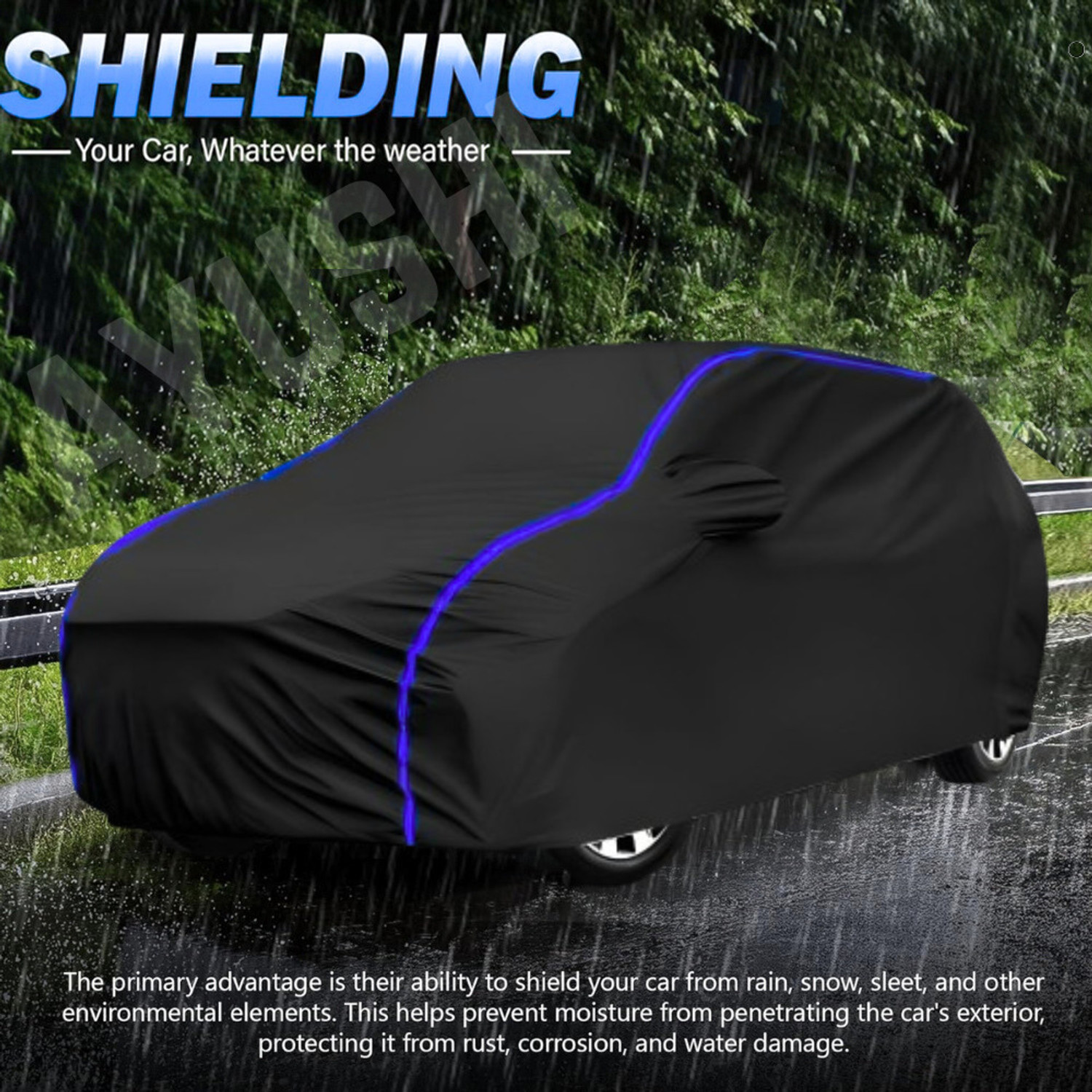 Image of AYSHU Car Cover For Hyundai Santro, Santro Xing, Universal For Car (With Mirror Pockets)