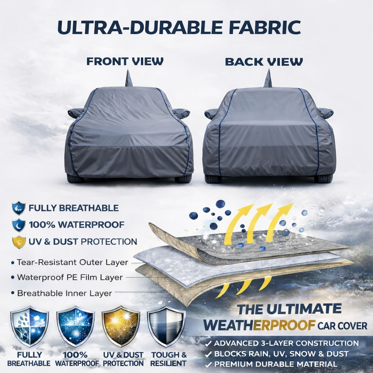 Image of DriveBlaze Tata Nexon Body Cover (Grey, For 2023, 2024, 2025, 2026 Models)