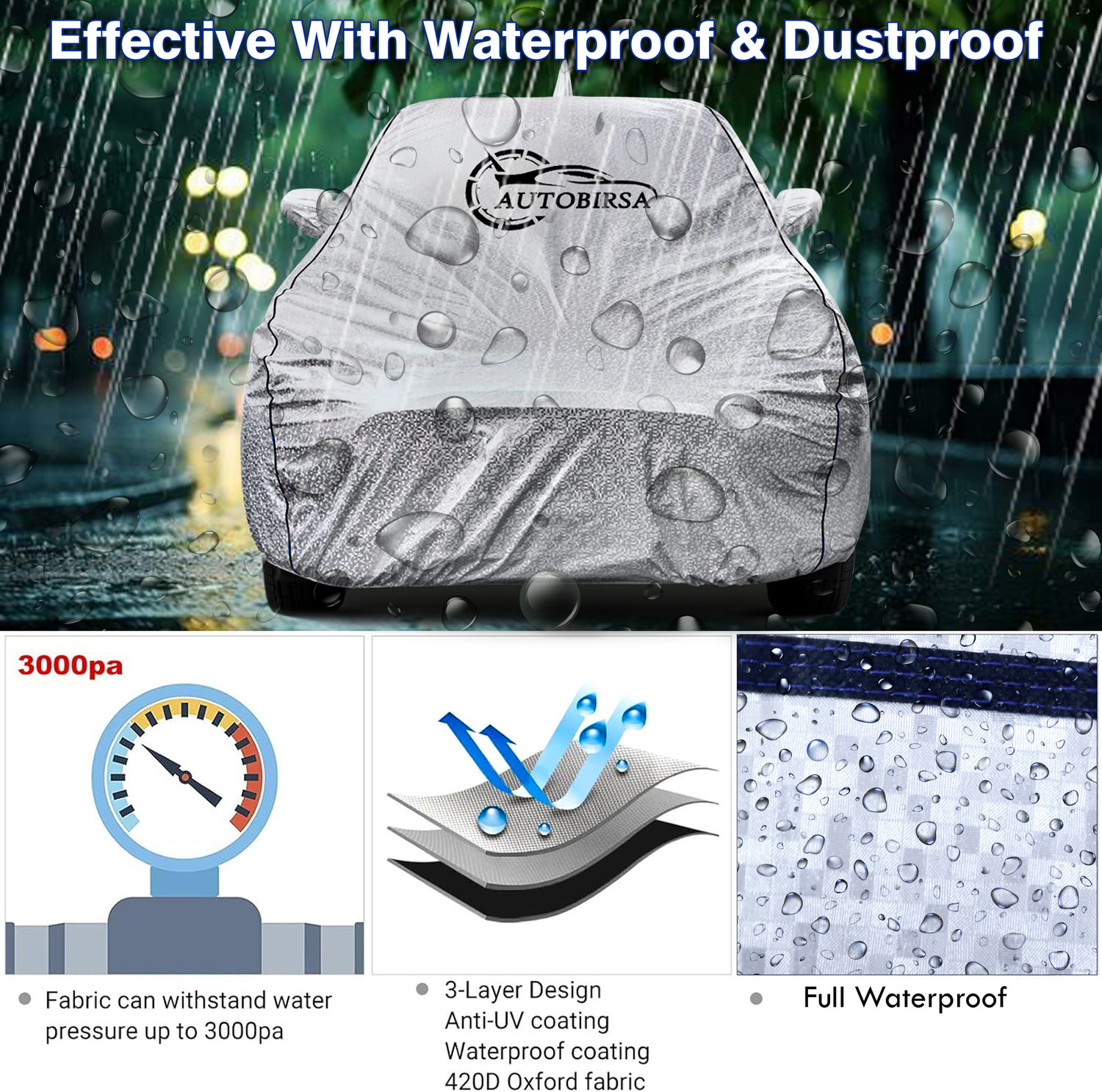 Image of AUTOBIRSA Car Cover For Tata Punch (With Mirror Pockets)