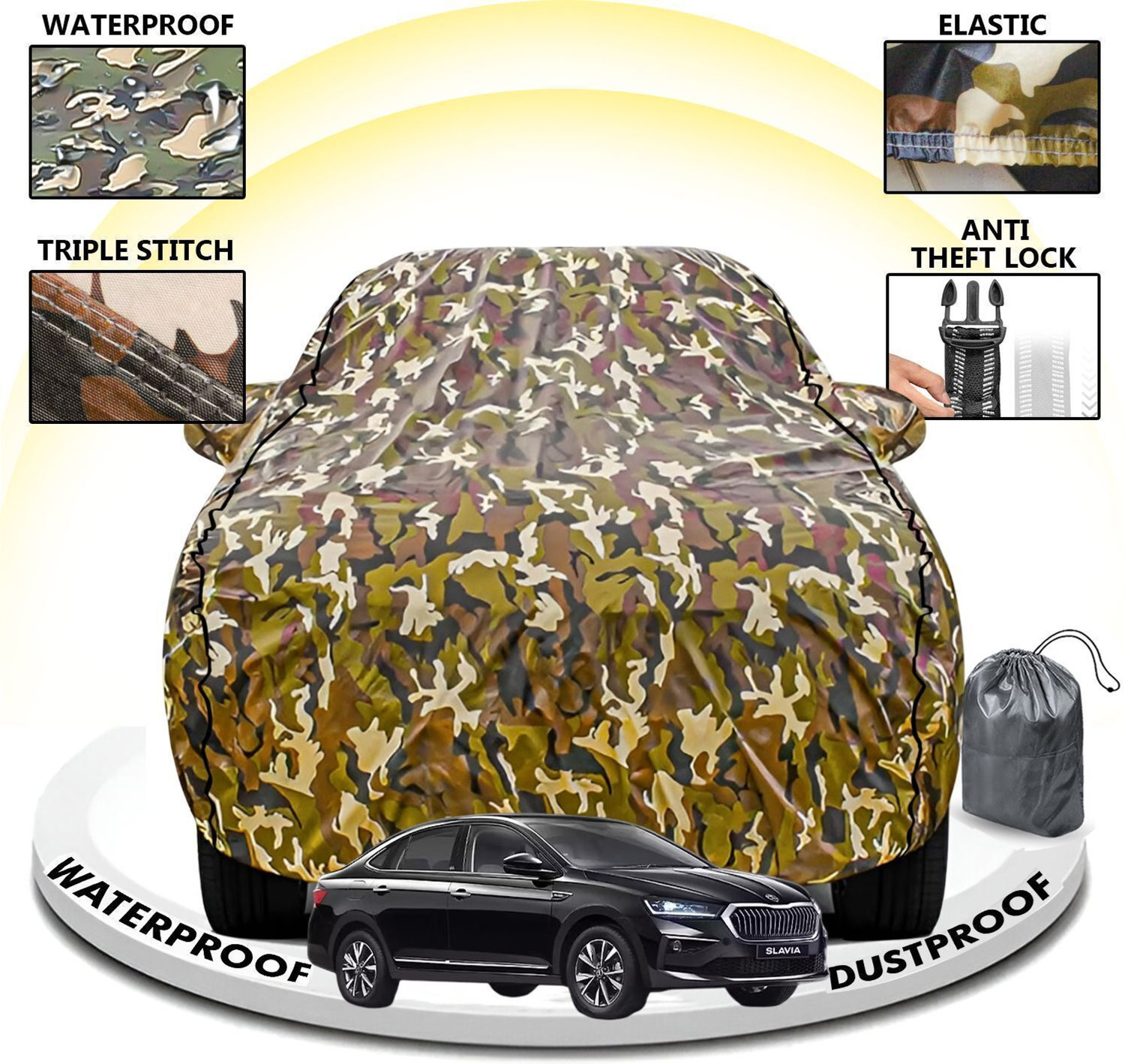 Image of CARZEX Car Cover For Skoda Slavia (With Mirror Pockets)