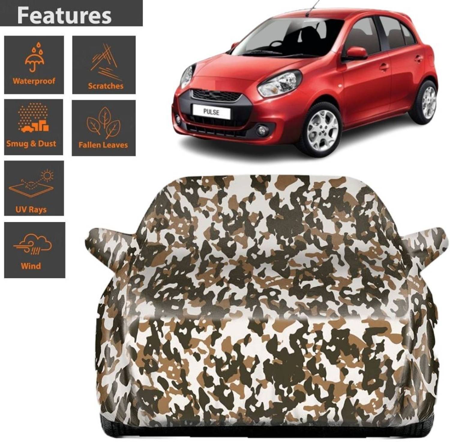 BOTAUTO Car Cover For Renault Pulse, Universal For Car, Pulse AT (With Mirror Pockets)