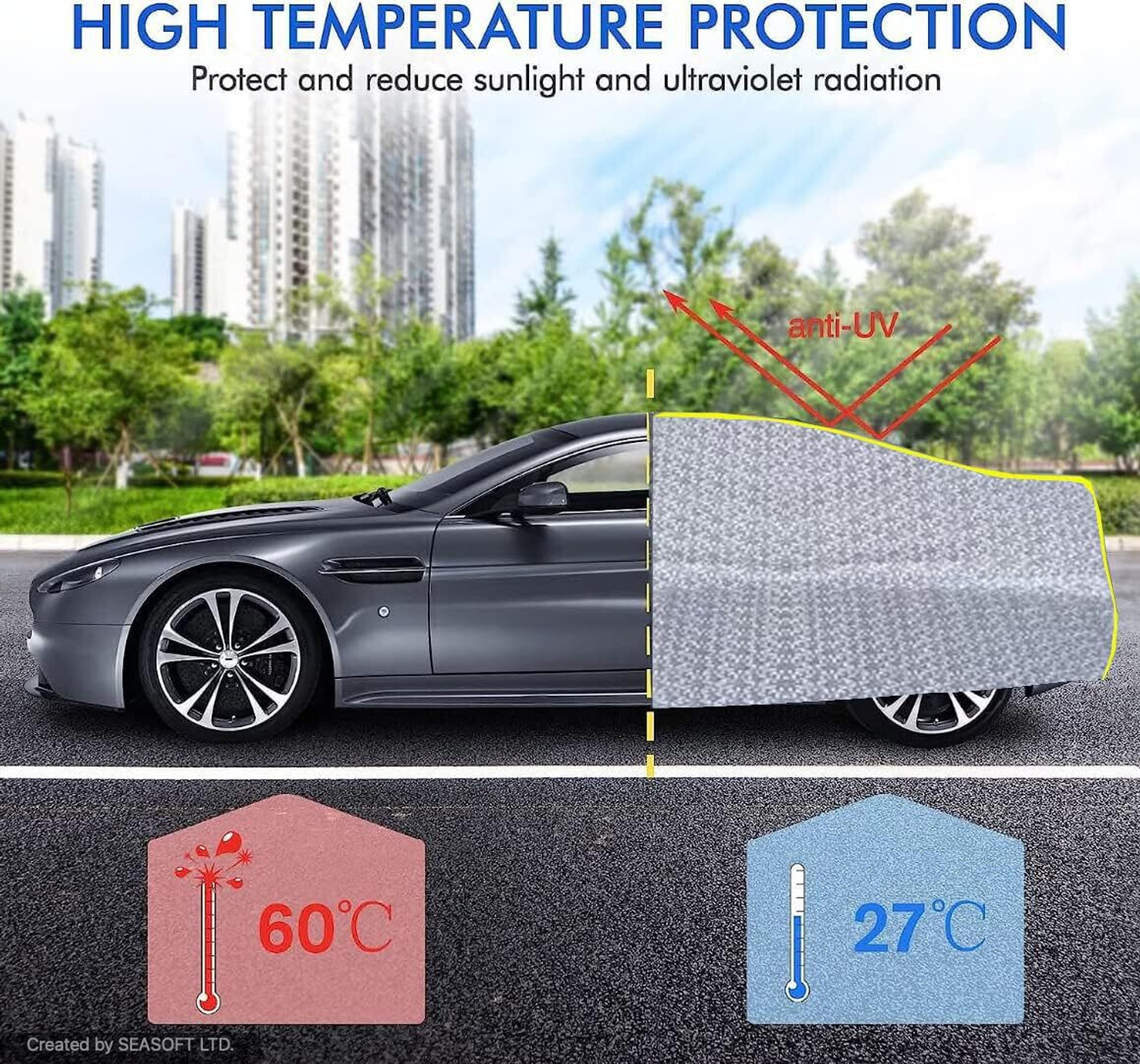 Image of SPMOTIVE Car Cover For Hyundai Verna Facelift (With Mirror Pockets)