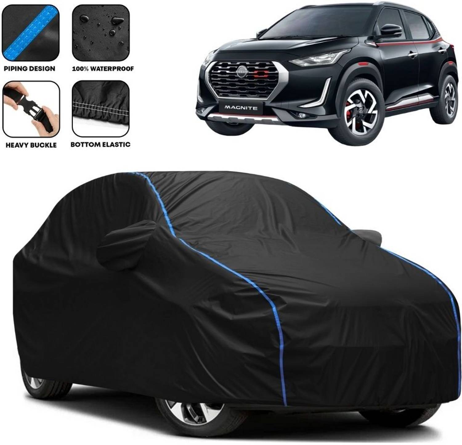 Amikan Car Cover For Nissan Magnite, Universal For Car (With Mirror Pockets)