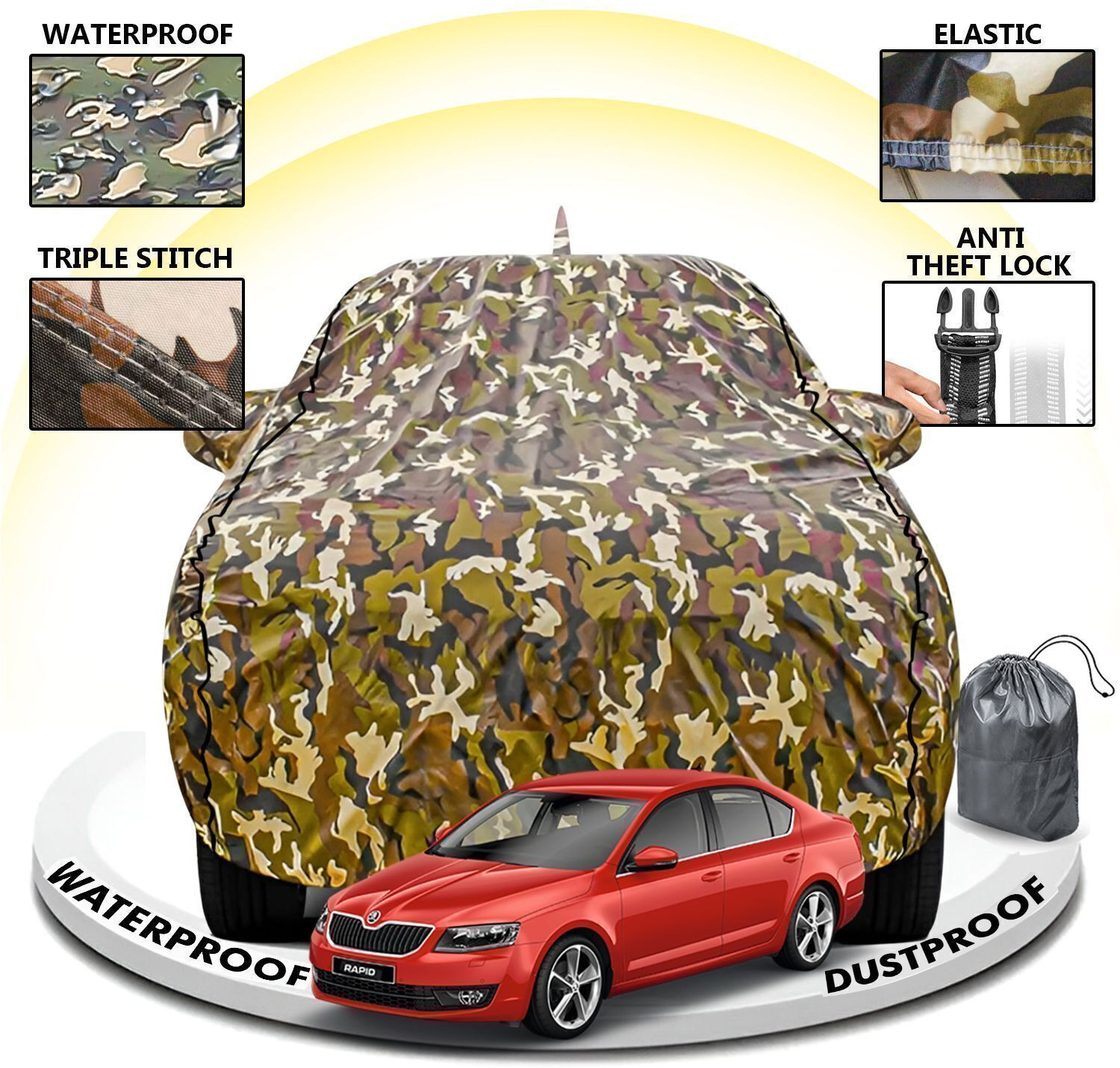 Image of CARZEX Car Cover For Skoda Rapid (With Mirror Pockets)