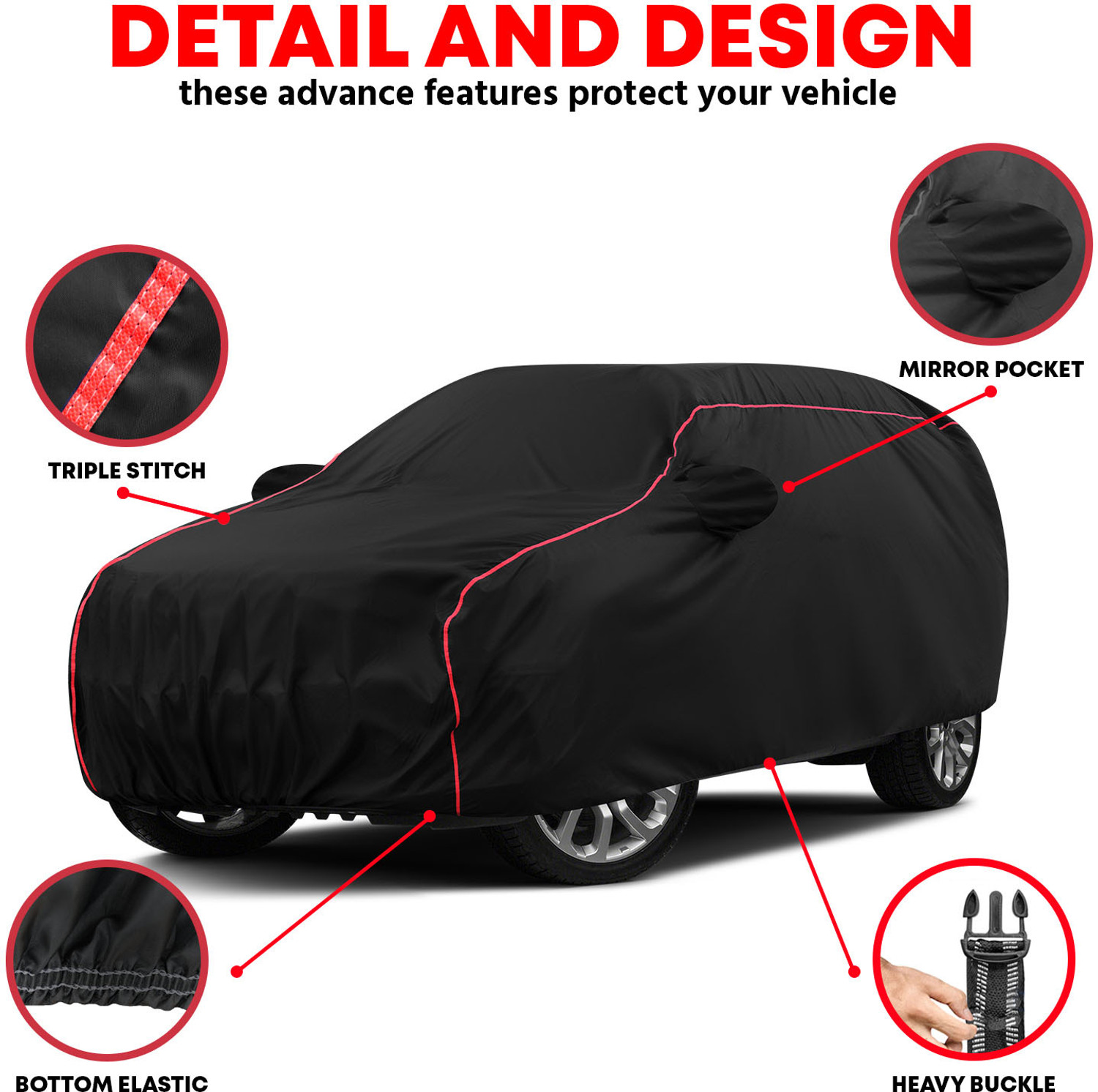 Image of Grizzly Car Cover For Hyundai Santro Xing, Santro Xing 1.1L, Santro Xing GL, Santro Xing XP, Santro Xing XO (With Mirror Pockets)