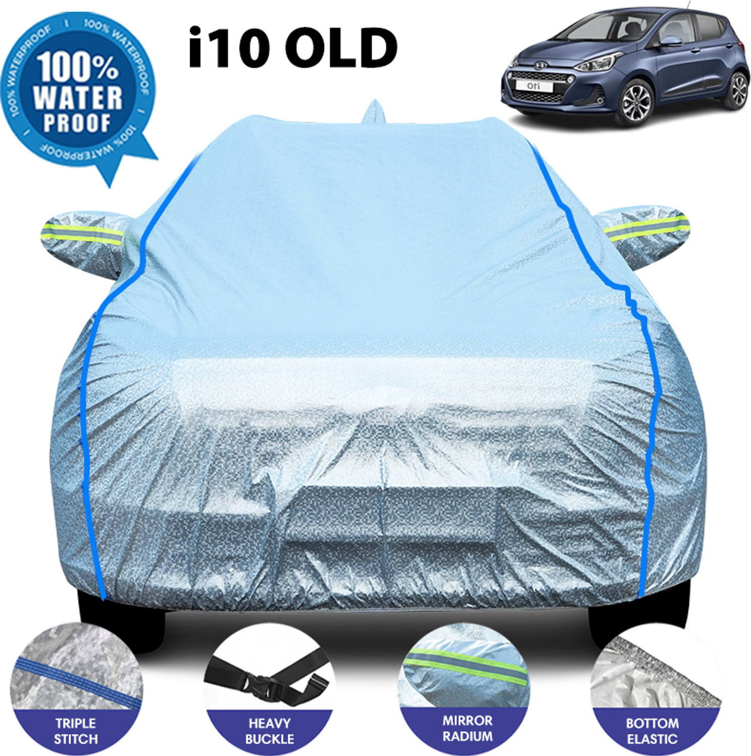 Image of Otoroys Car Cover For Hyundai i10 (With Mirror Pockets)