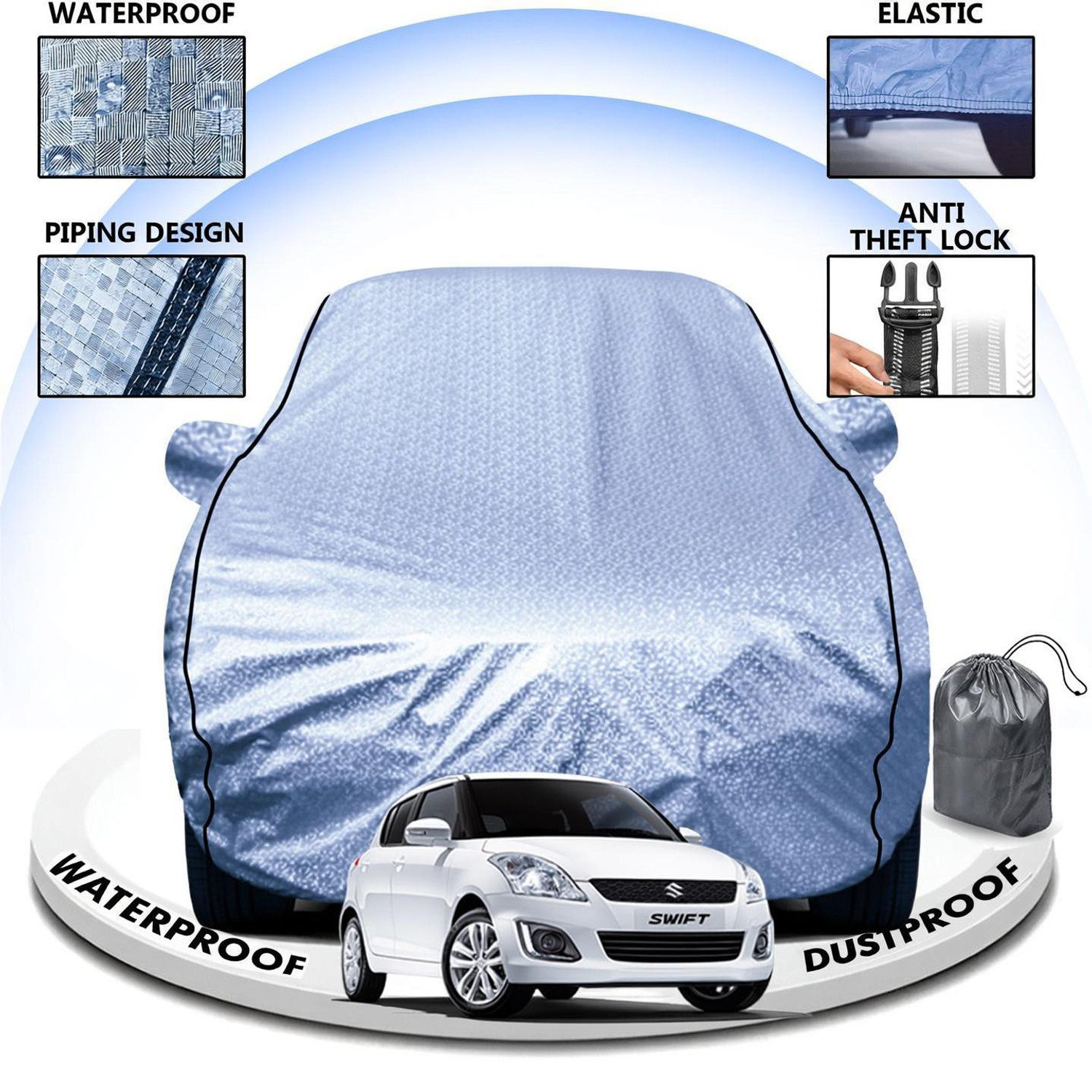 Image of CARZEX Car Cover For Maruti Suzuki Swift, Swift AMT VDI, Swift AMT VDI Diesel, Swift AMT VXI, Swift AMT VXI Petrol, Swift AMT ZDI, Swift AMT ZDI Diesel, Swift AMT ZDI Plus Diesel, Swift LDI, Swift LDI Optional, Swift AMT ZXI, Swift AMT ZXI Petrol, Swift AMT ZXI Plus Petrol, Swift LDI SP Limited Edition, Swift LXI, Swift LXI Option, Swift LXI Option SP Limited Edition, Swift LXI Optional-O, Swift RS, Swift LXI Petrol, Swift VDI, Swift VDI Diesel, Swift VDI Glory Limited Edition, Swift VDI Optional, Swift VXI, Swift VXI Glory Limited Edition, Swift VXI Optional, Swift VXI Petrol, Swift XDI, Swift ZDI Diesel, Swift ZDI Plus, Swift ZDI Plus Diesel, Swift ZDi, Swift ZXI, Swift ZXI Petrol, Swift ZXI Plus, Swift ZXI Plus Petrol (With Mirror Pockets)