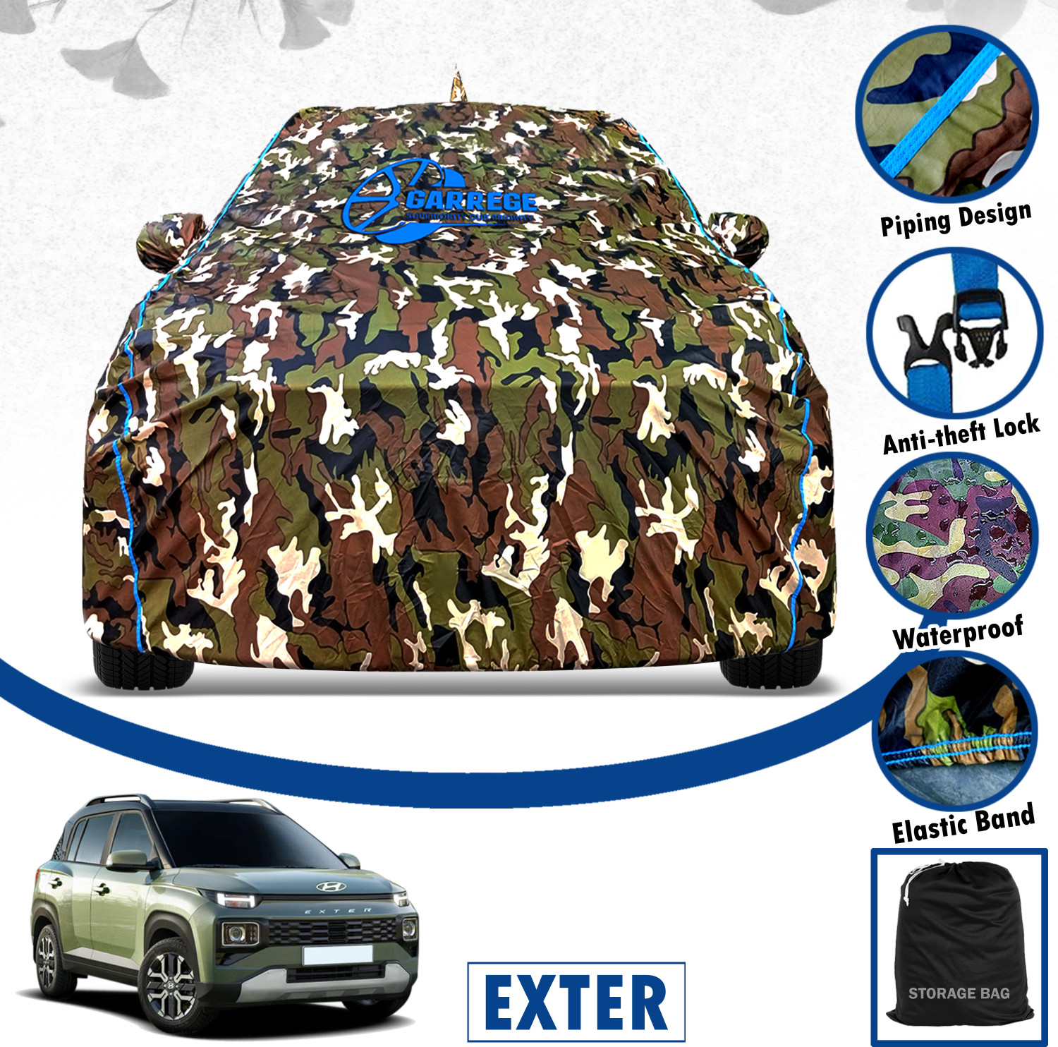 Image of GARREGE Car Cover For Hyundai Exter (With Mirror Pockets)