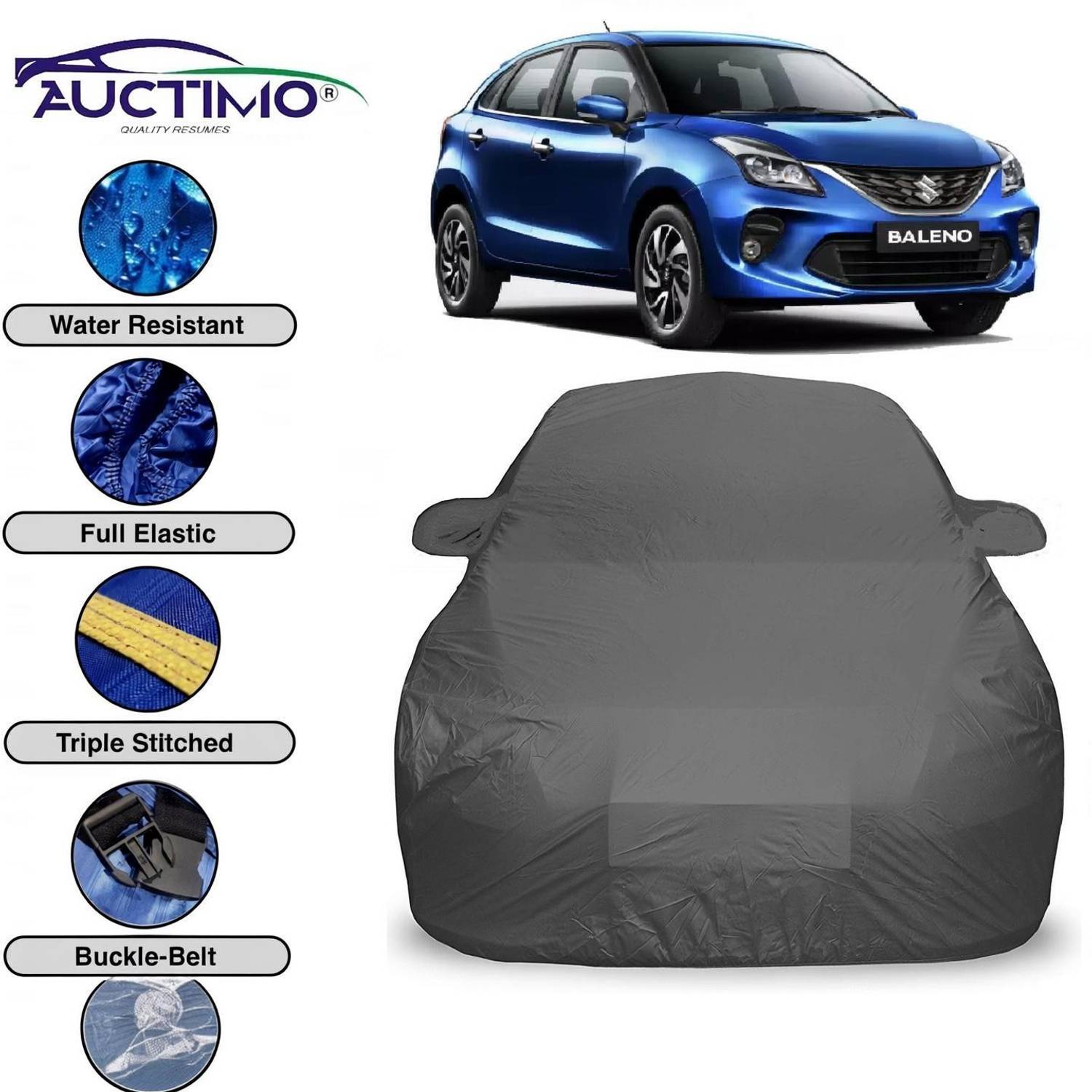 AUCTIMO Car Cover For Maruti Suzuki Baleno (With Mirror Pockets)