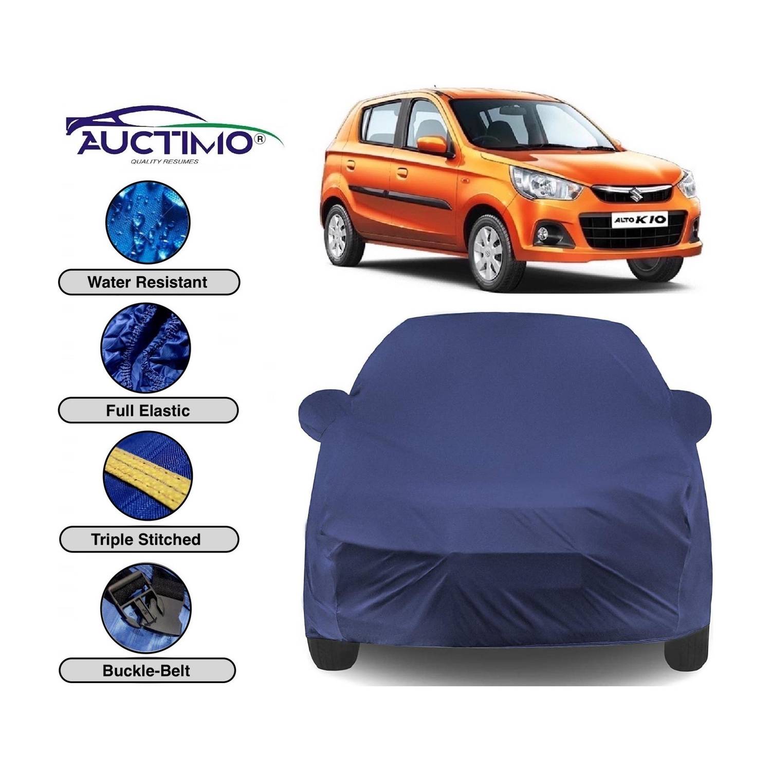 AUCTIMO Car Cover For Maruti Suzuki Alto K10 (With Mirror Pockets)
