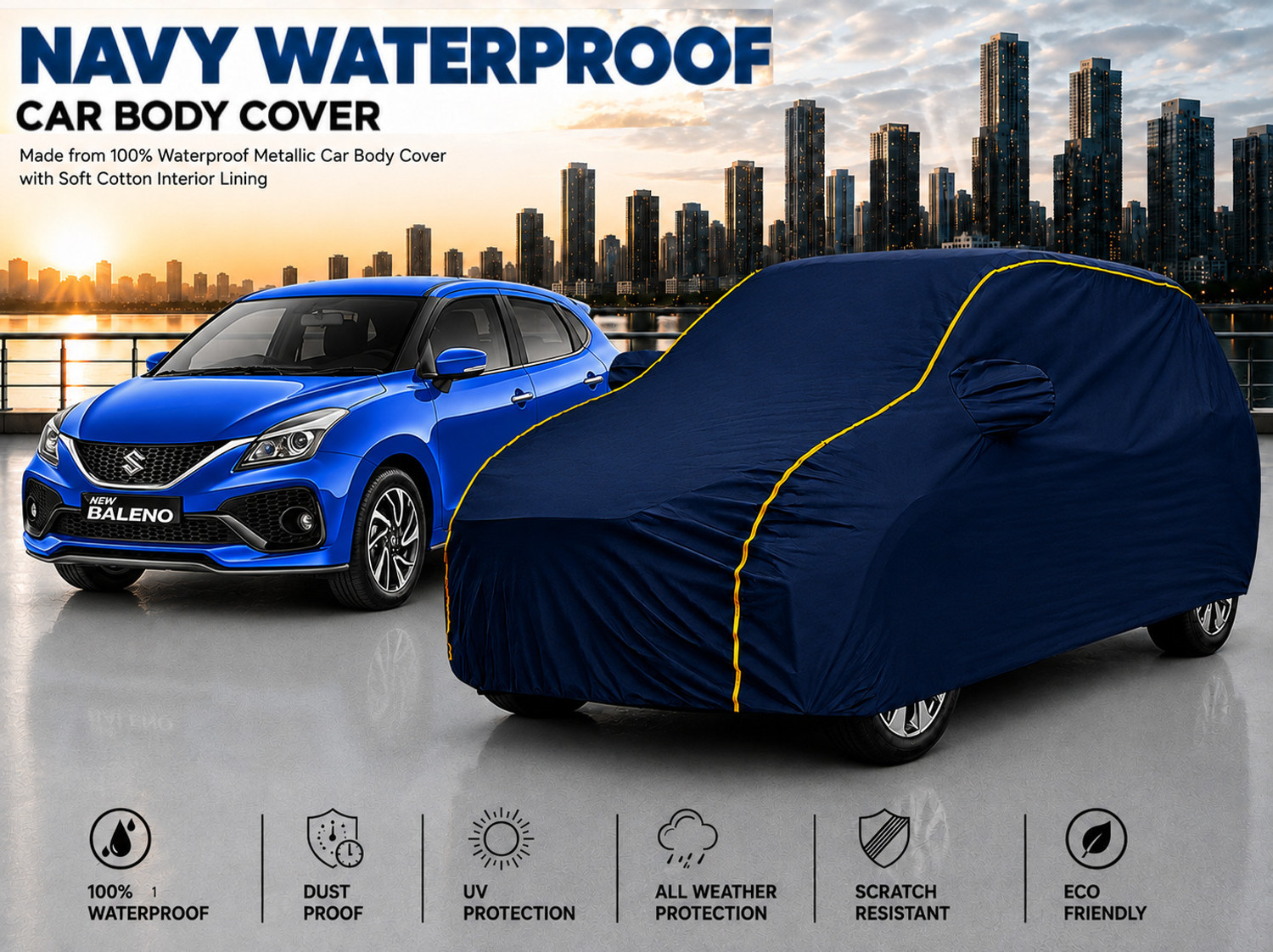 Image of DRIZE Car Cover For Maruti Suzuki Baleno (With Mirror Pockets)